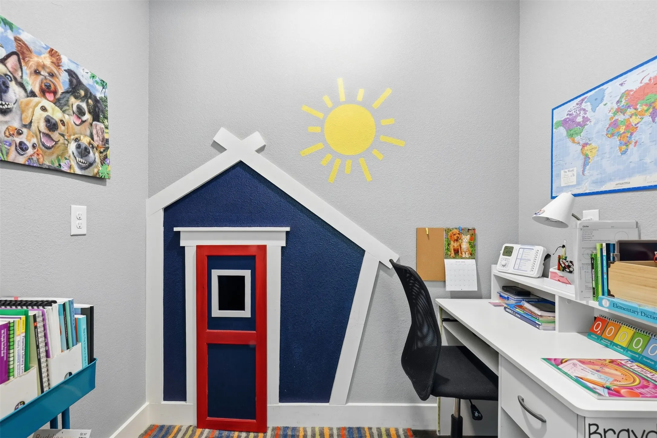 Bedroom that currently serves as a classroom