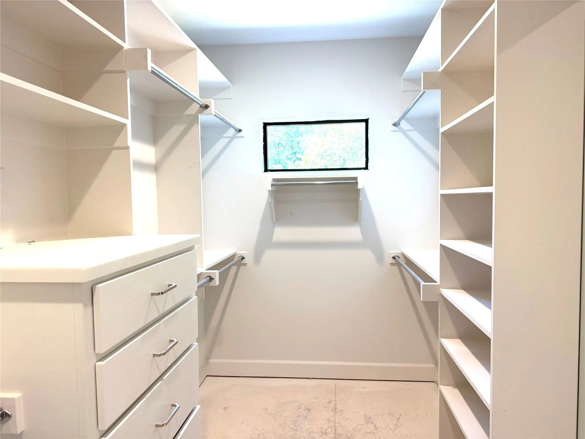 Primary has abundant closet space