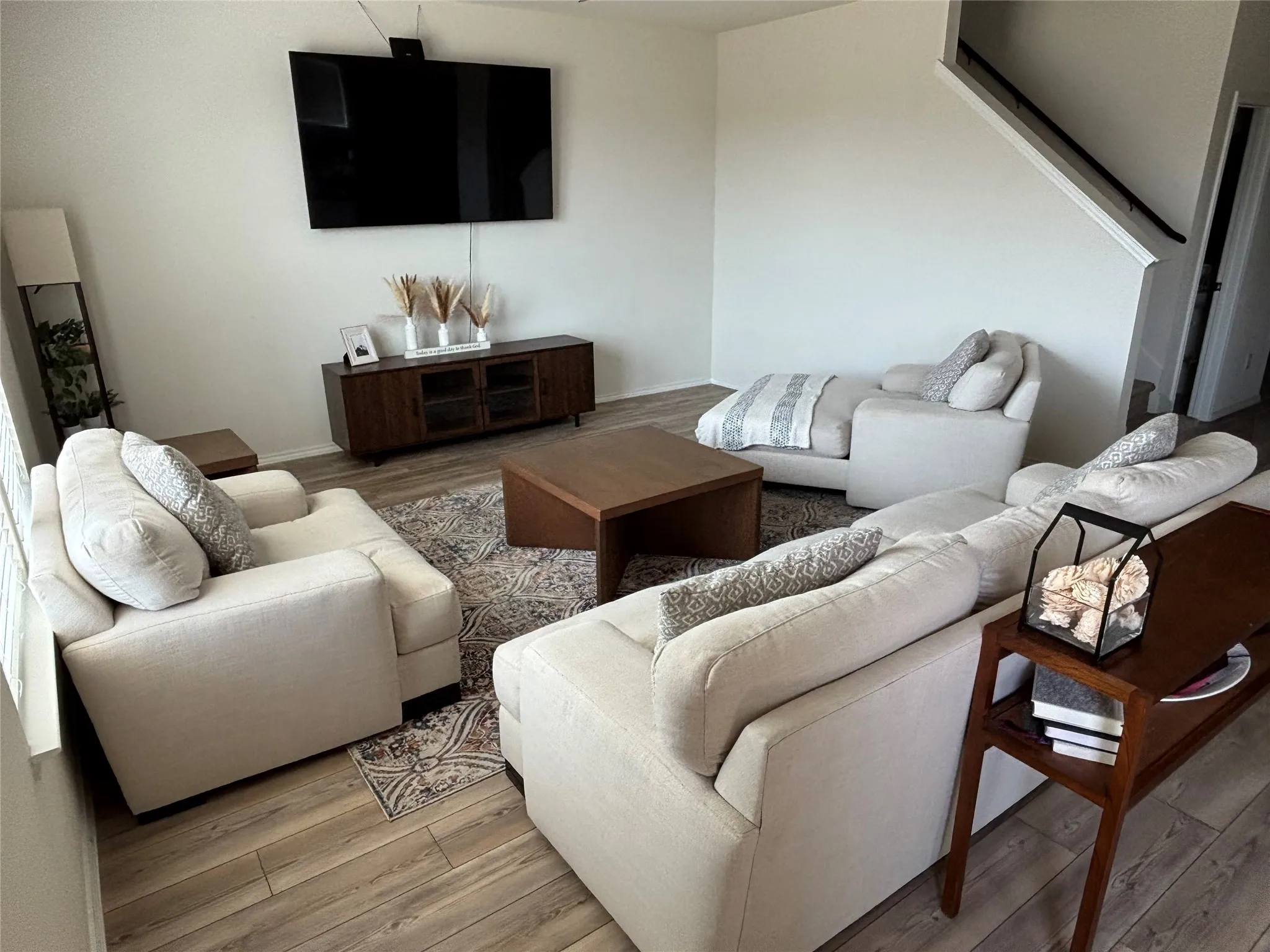 Wood-finish flooring throughout