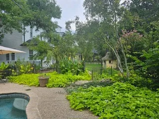 Pool entry and landscaping