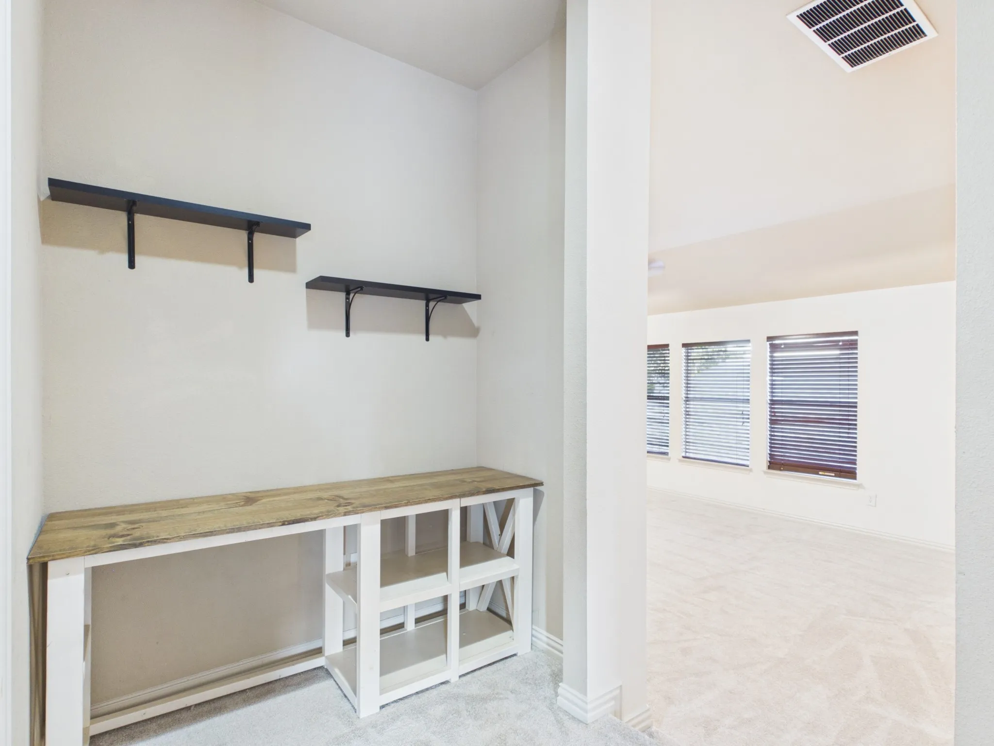 Storage or desk vestibule off gameroom upstairs