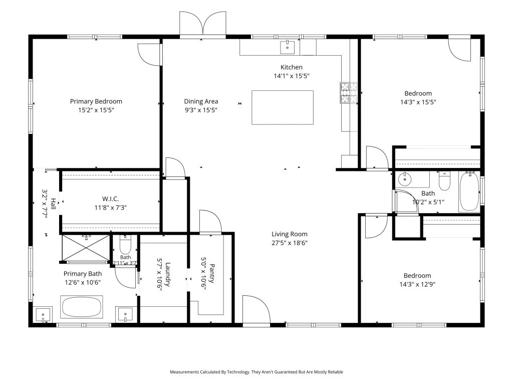 3 bedrooms, 2 bathrooms, single story