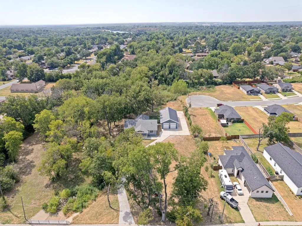 Aerial perspective featuring mature trees and plenty of space between your neighbors