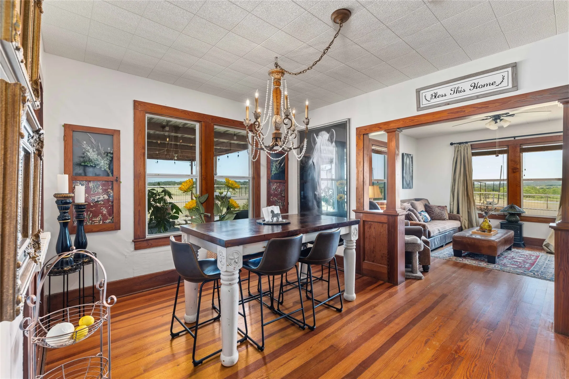 Gorgeous Dining Room with vintage opening woodwork