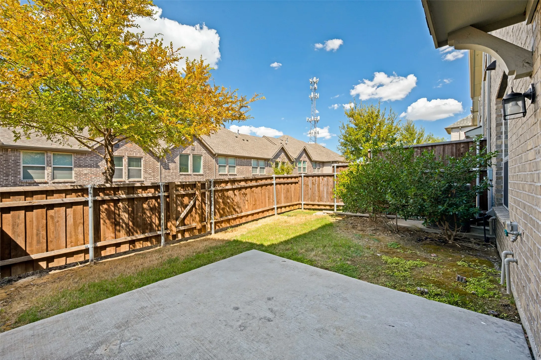 Private fenced backyard.