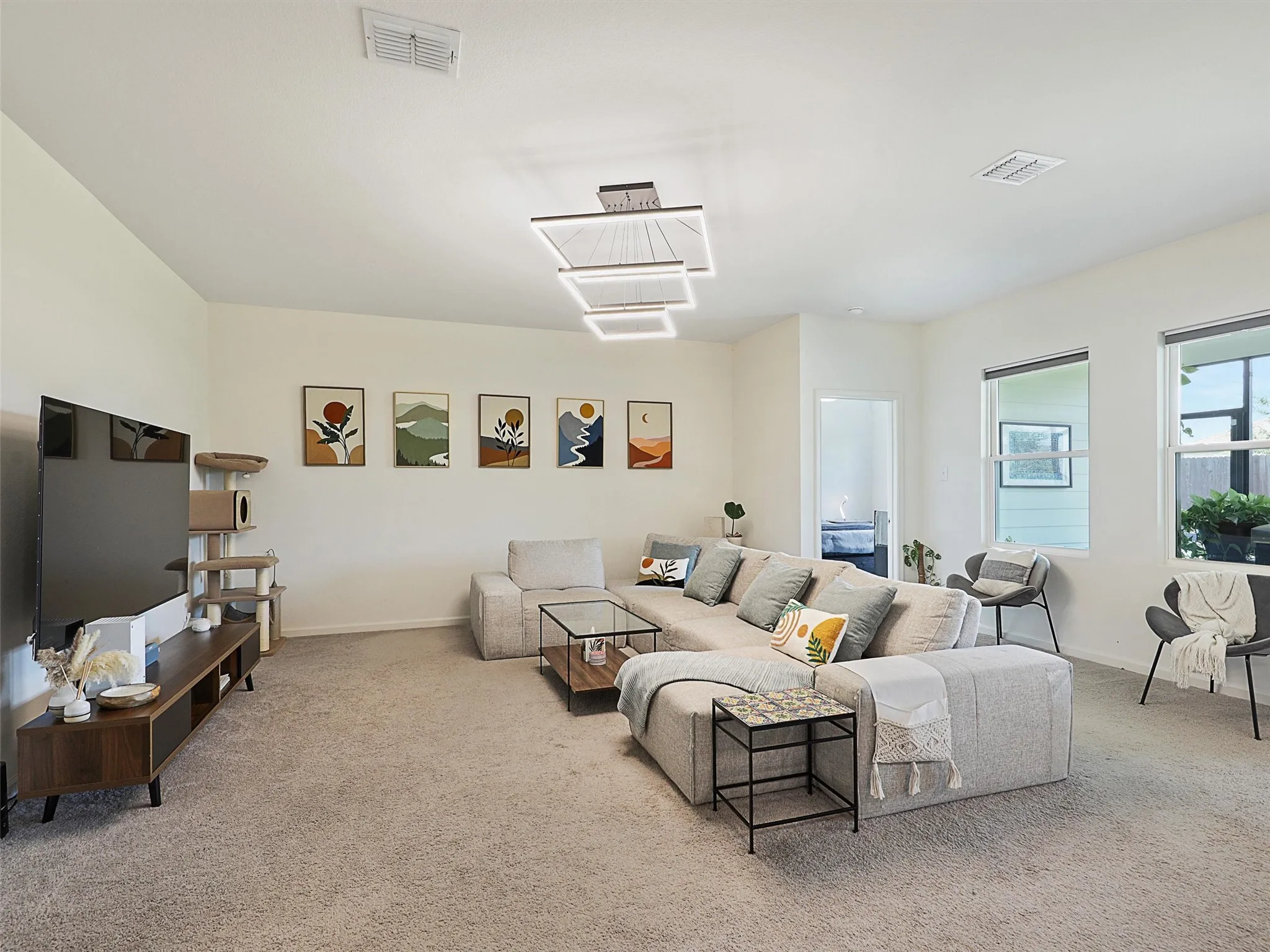 The open layout keeps the main living spaces connected.