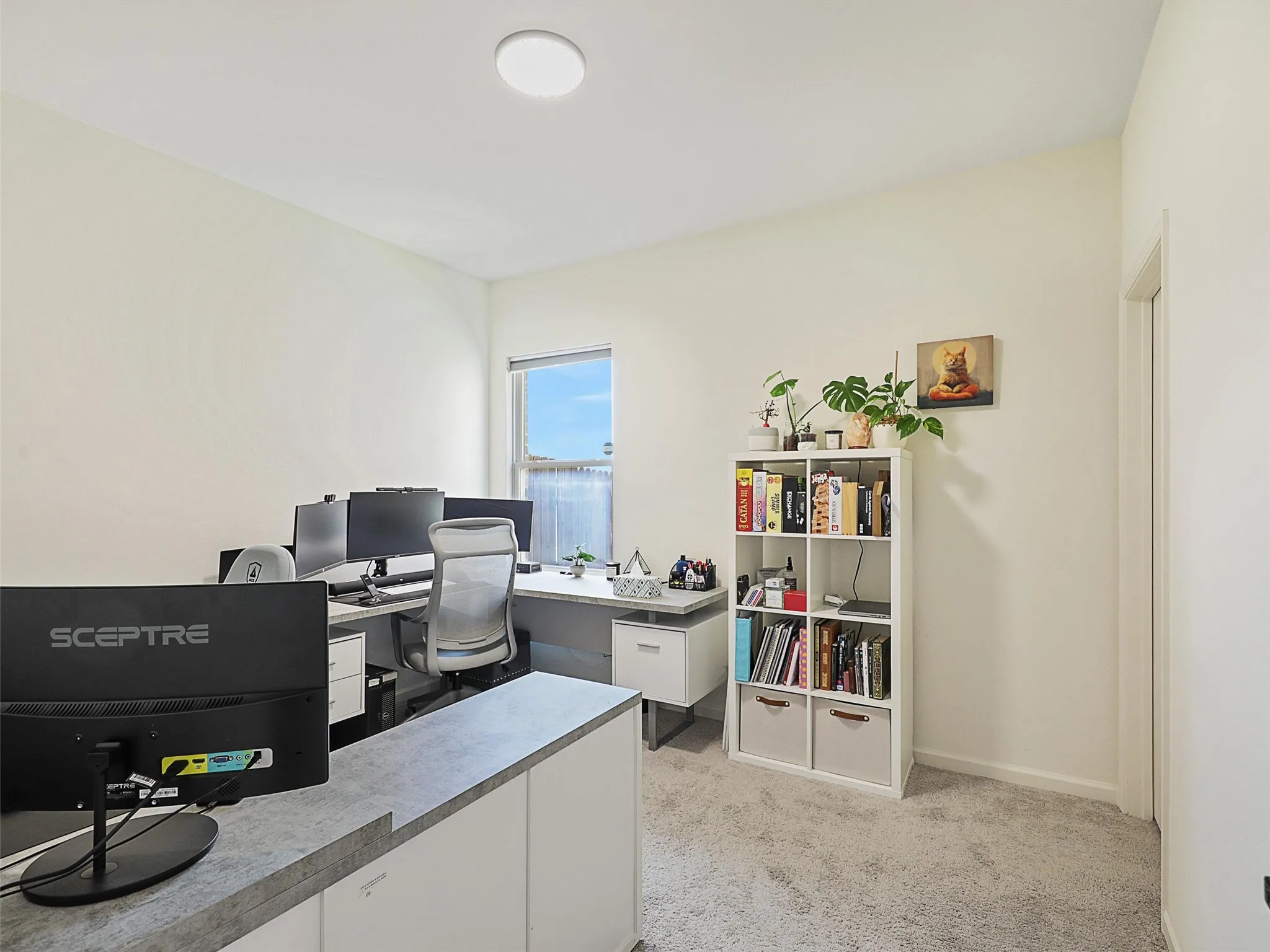 The separate bedroom provides additional space for working or studying from home.