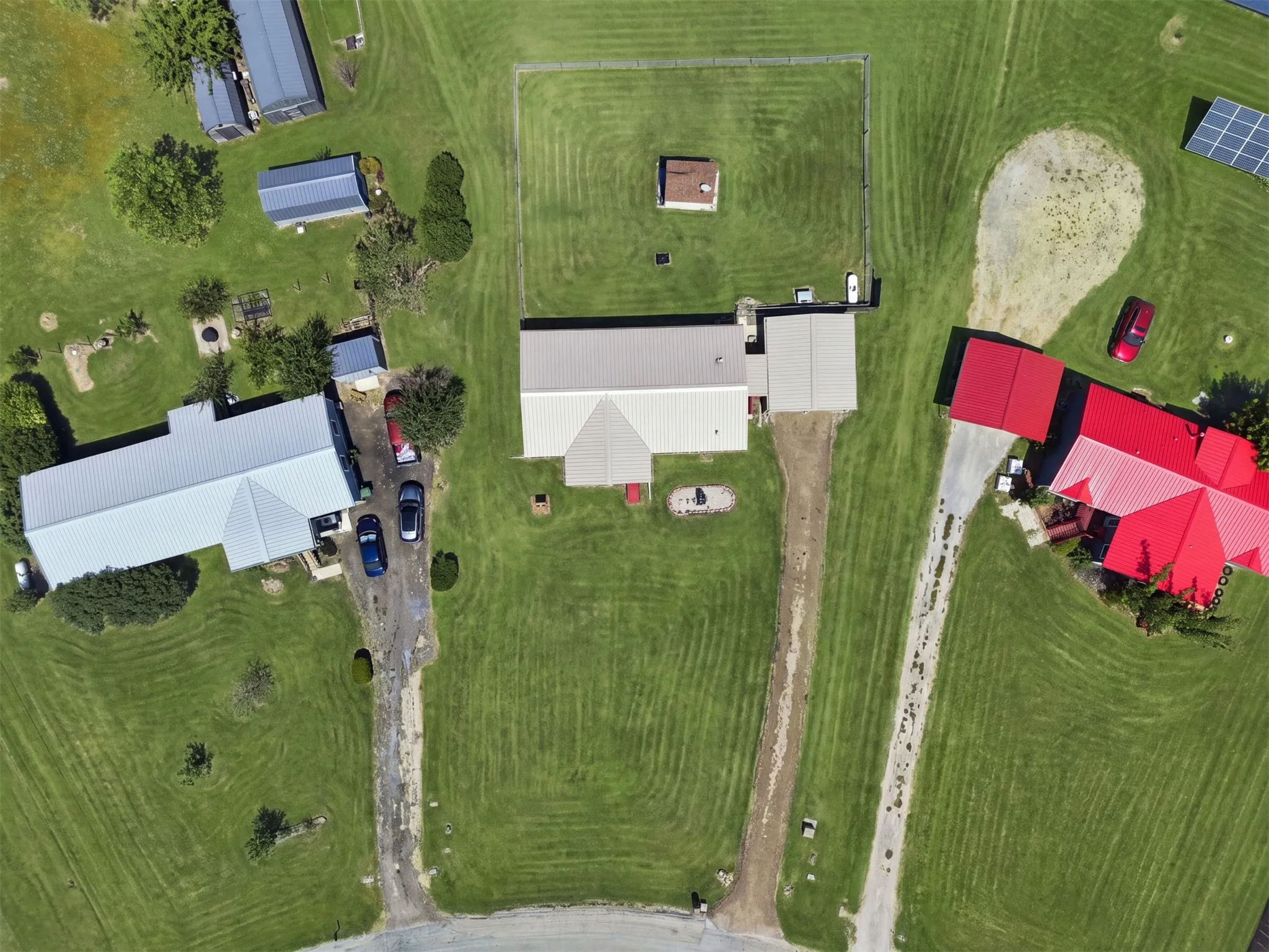 Aerial view of the property that expands two acres