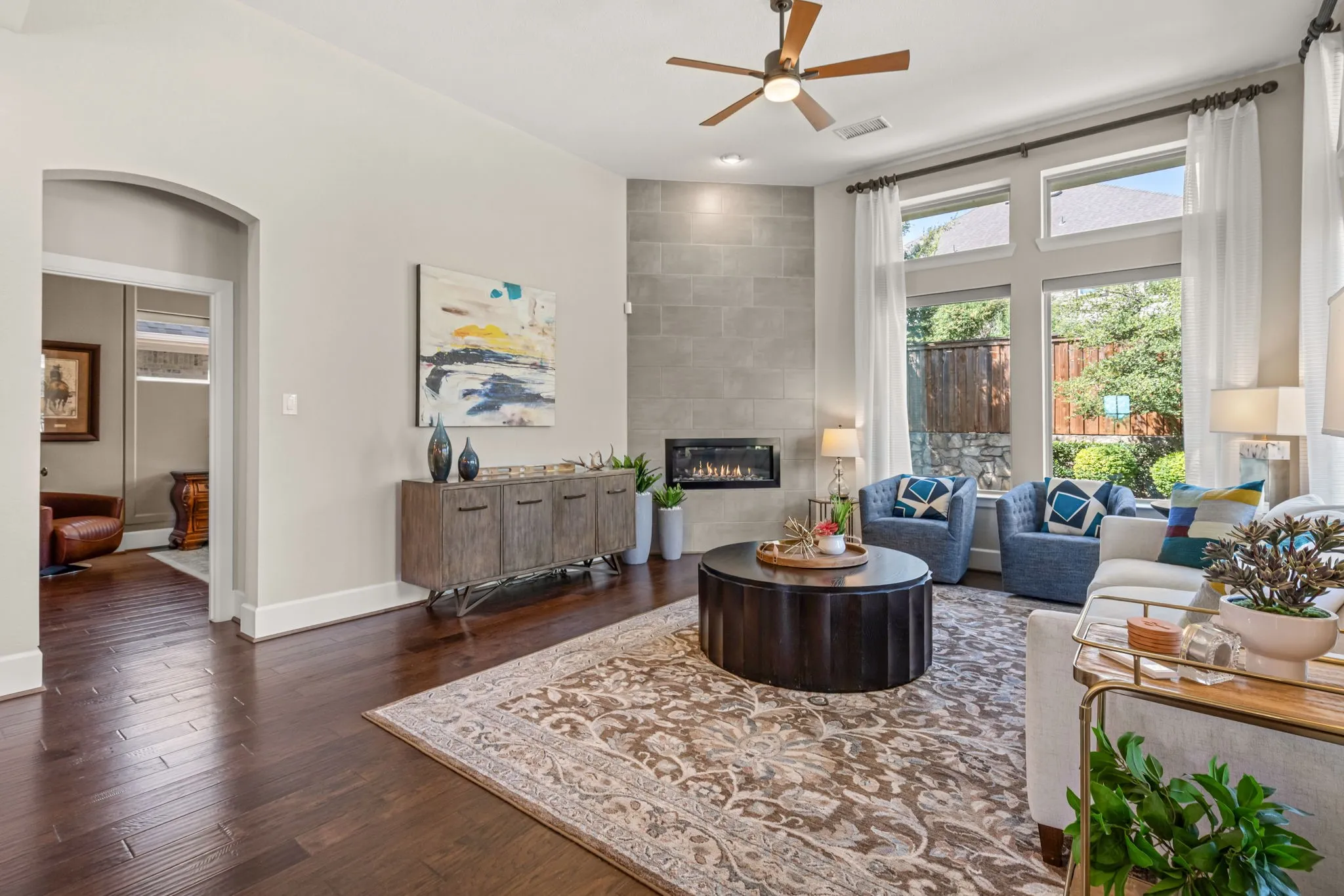 Living Room with Auto Shades