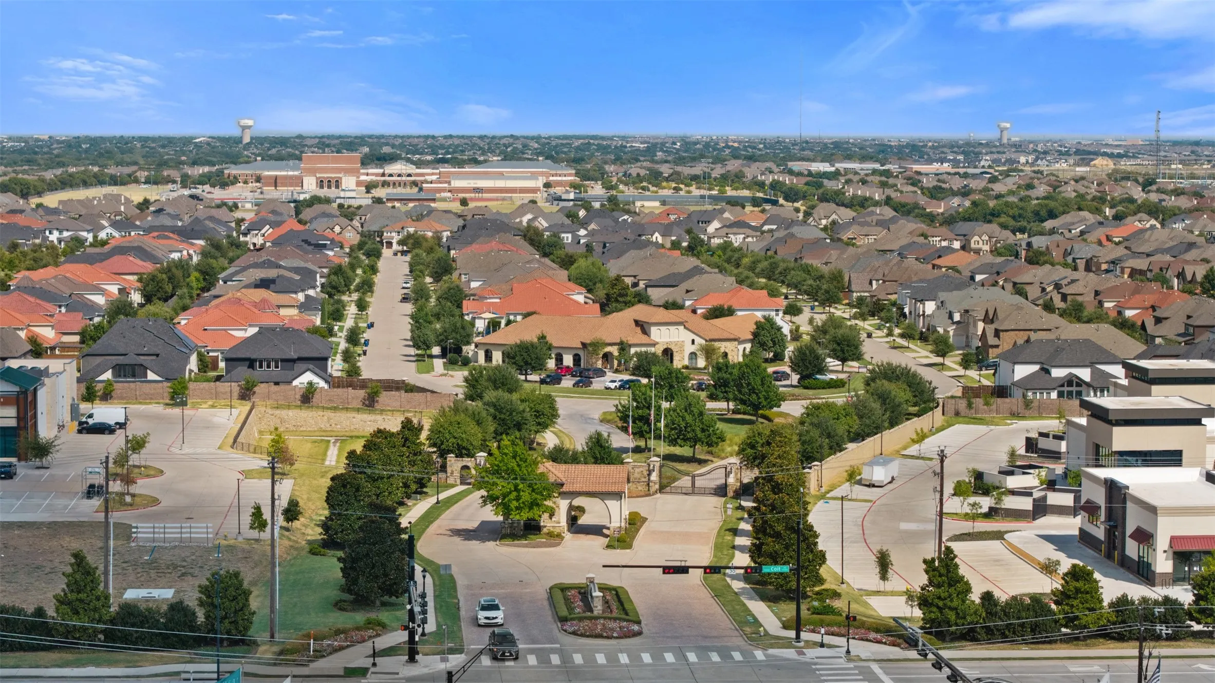 Aerial view of Gated Neighnorhood Entry