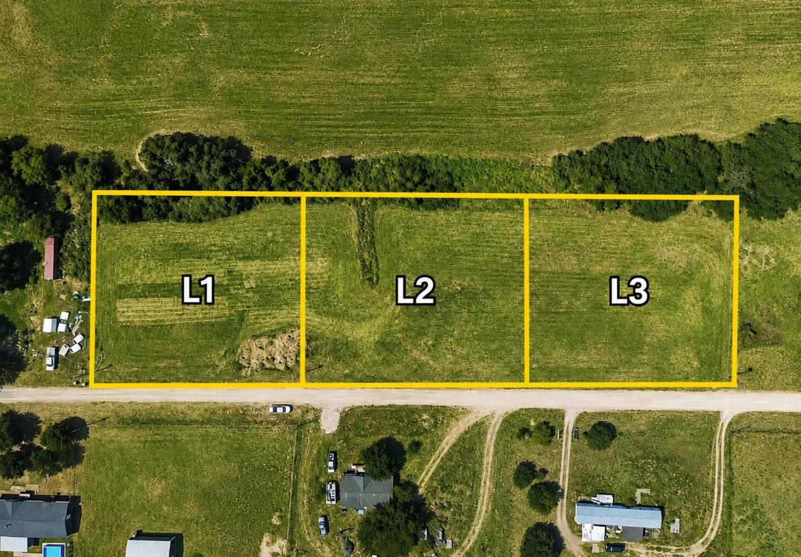 Aerial Survey. Depicting the property divided into three distinct parcels, labeled L1, L2, and L3