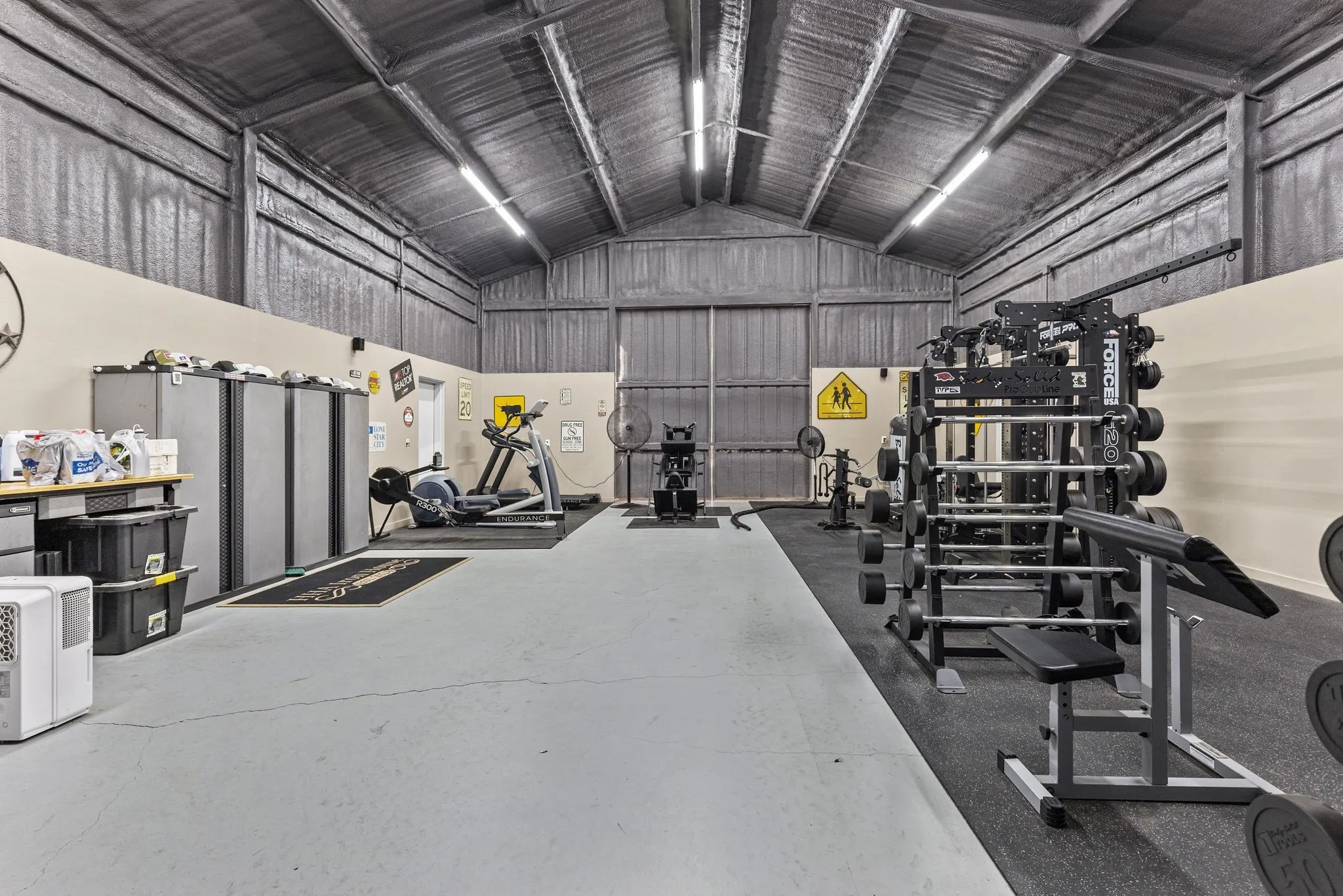 Shop setup as a home gym