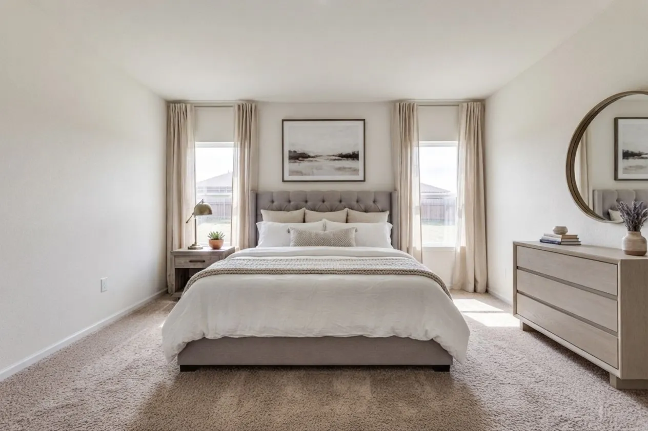 Virtually staged Master bedroom
