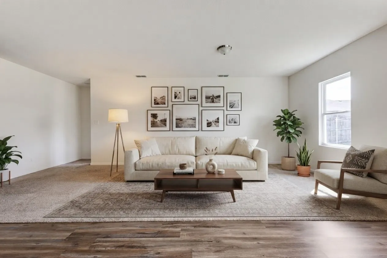 Virtually staged living room
