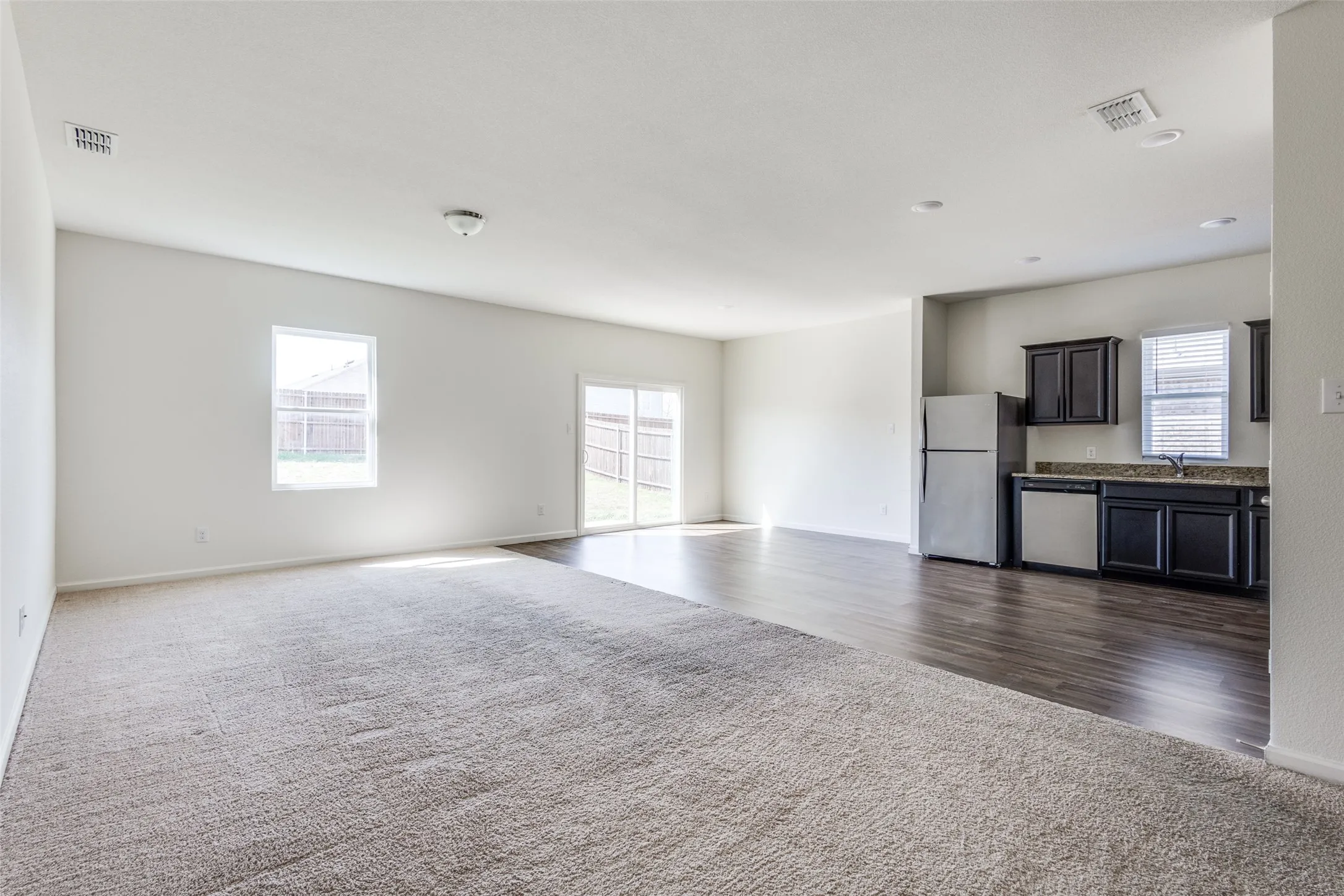 Living room, dinning and kitchen view
