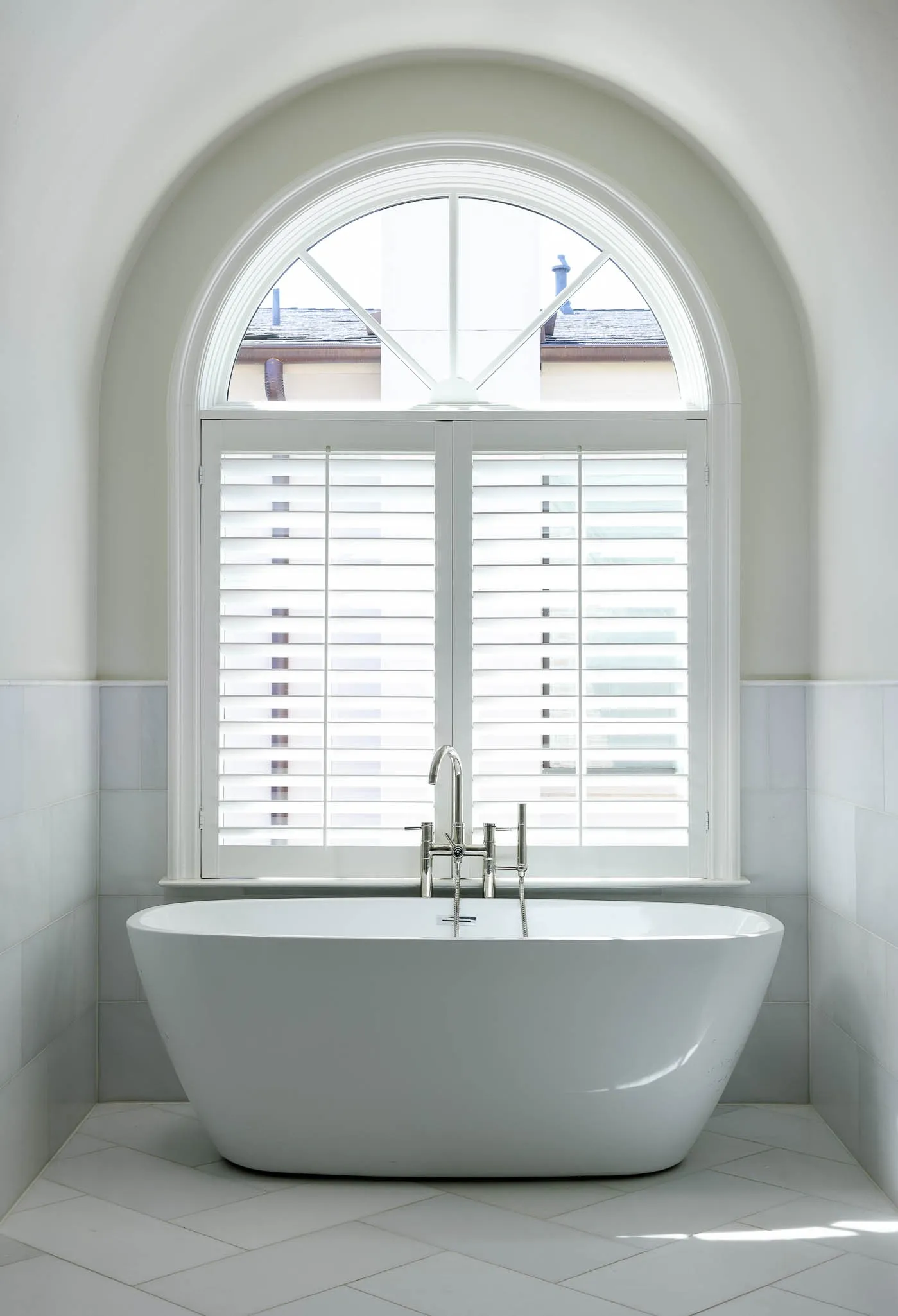 Primary bathroom with stand alone tub