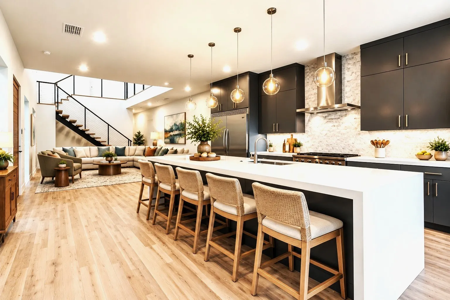 Imagine this kitchen and living looking like this. Virtually staged.