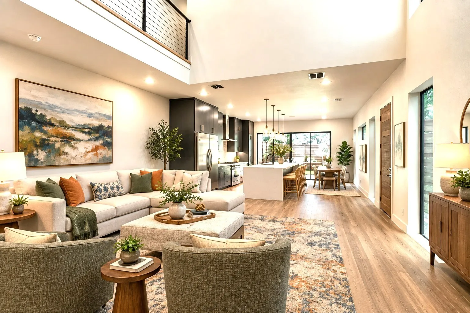 This photo reveals the gorgeous possibilities of furnishing this wonderful space.  Virtual Staging.