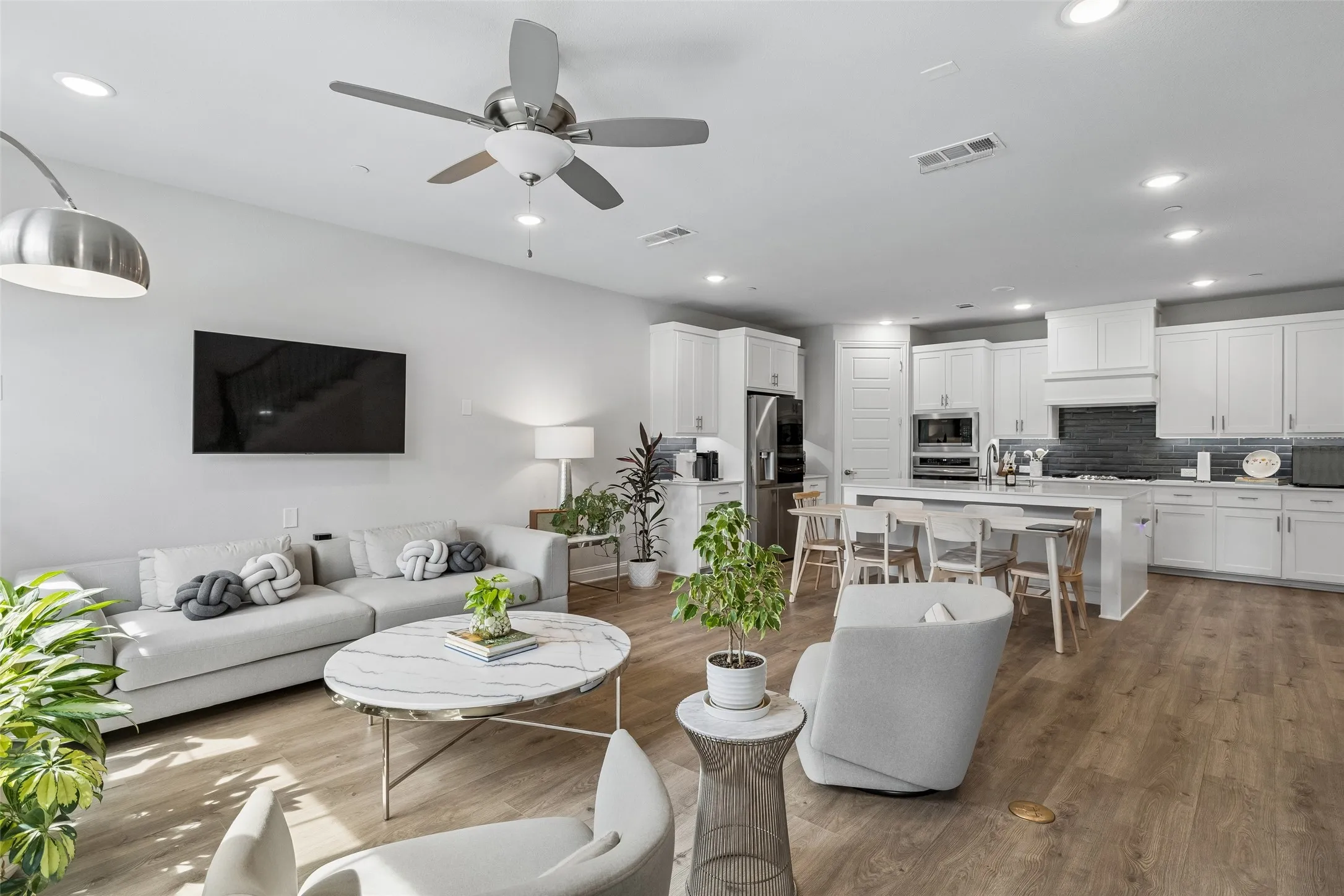 Modern Open Living/Dining/Kitchen