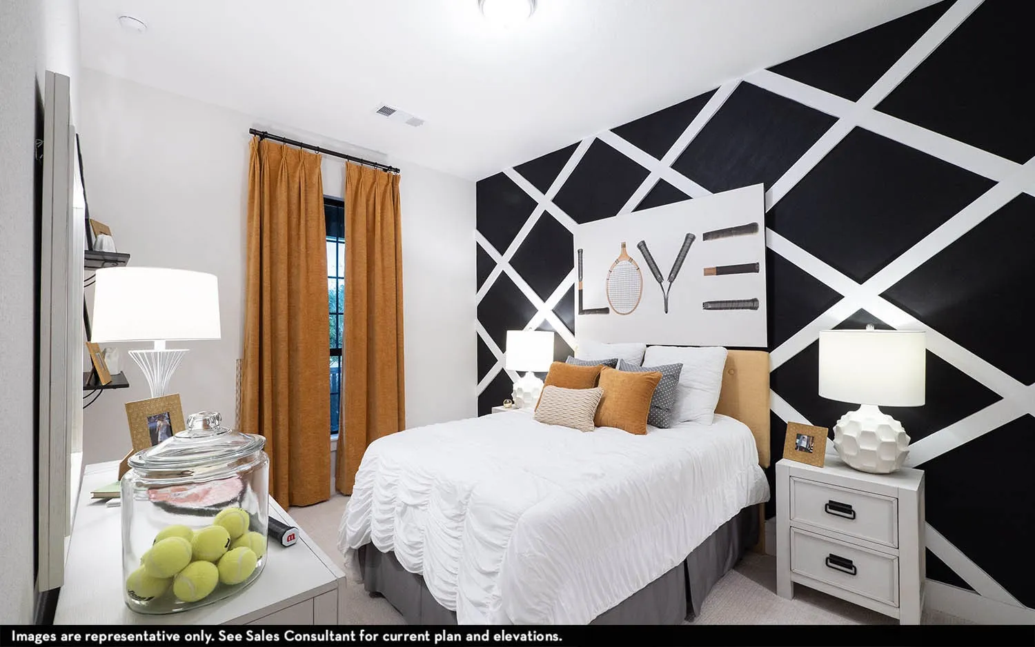 Feature wall with geometric pattern