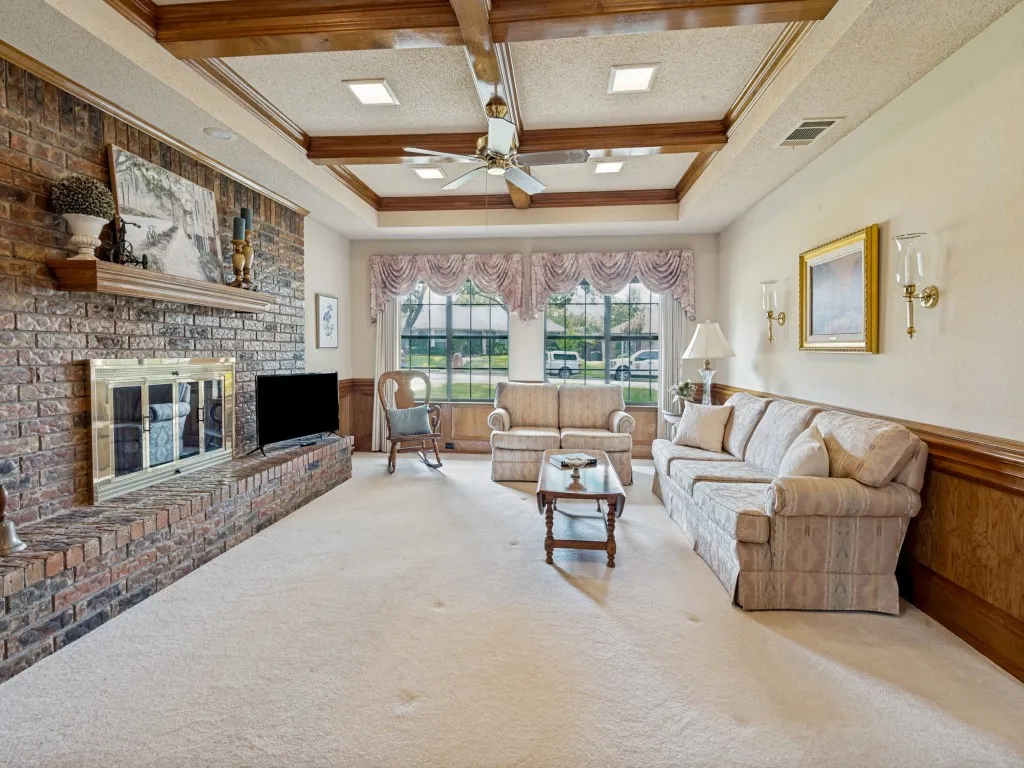 The brick fireplace is a show stopper and makes the ideal spot for the holidays!