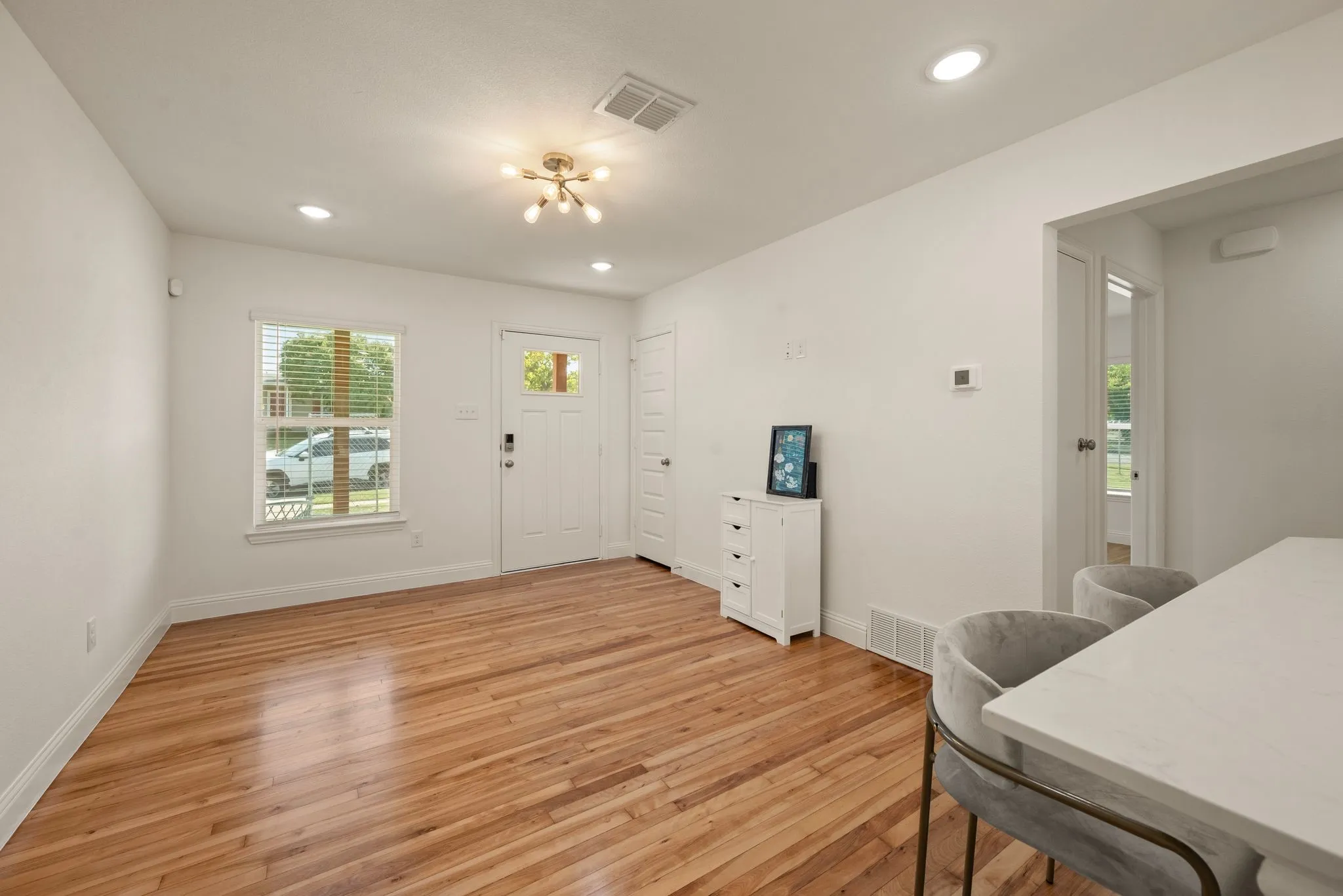 HVAC is electric cooling, gas heat with Programmable Thermostat
