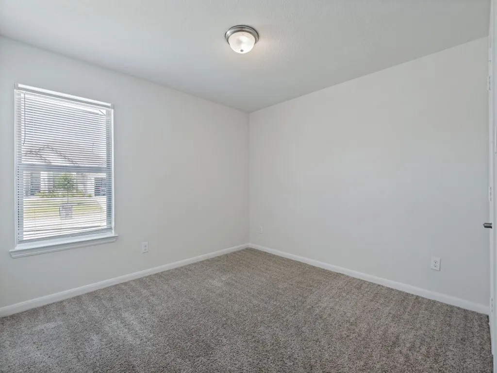 Neutral paint colors with wall-to-wall carpeting and a ceiling-mounted light fixture