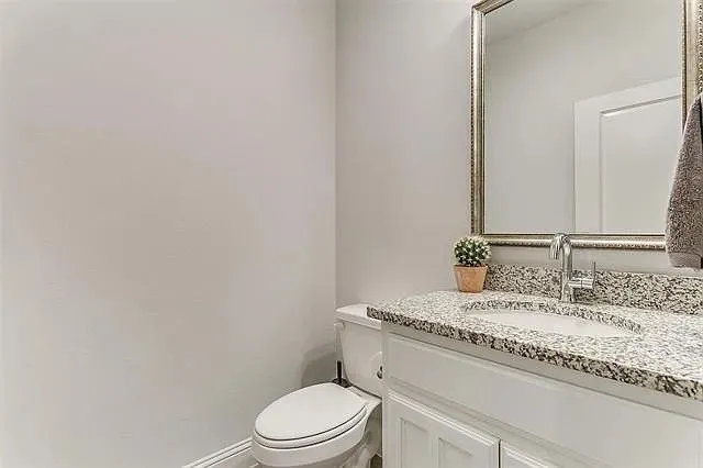 Guest bathroom downstairs as you come in from the garage.