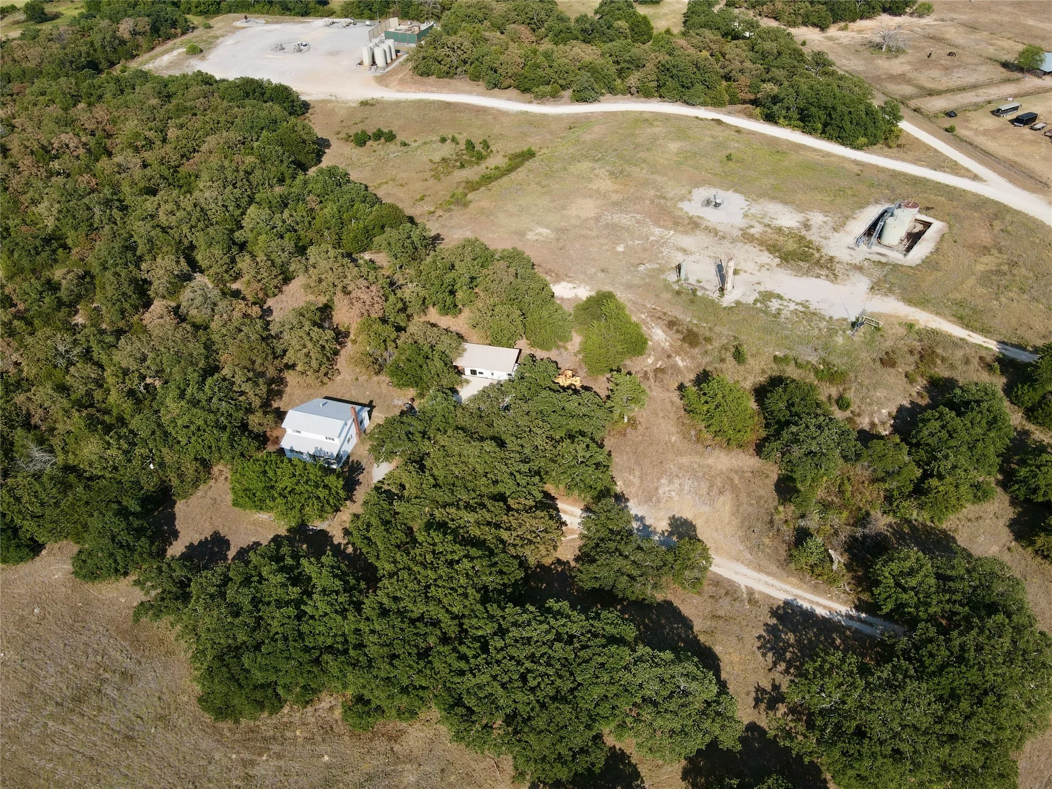 Aerial view of House and garage facing east