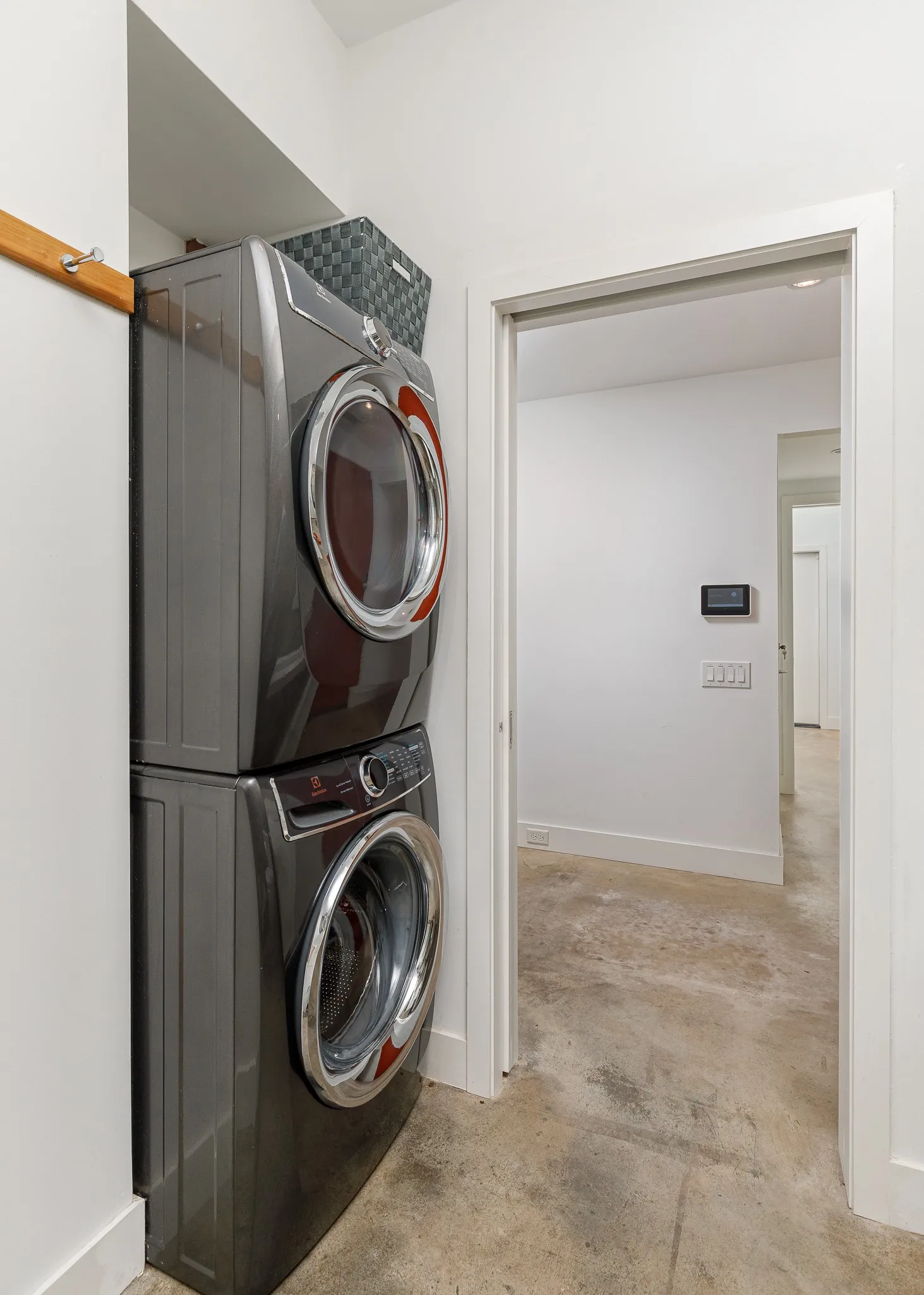 Stackable front-loading washer and dryer