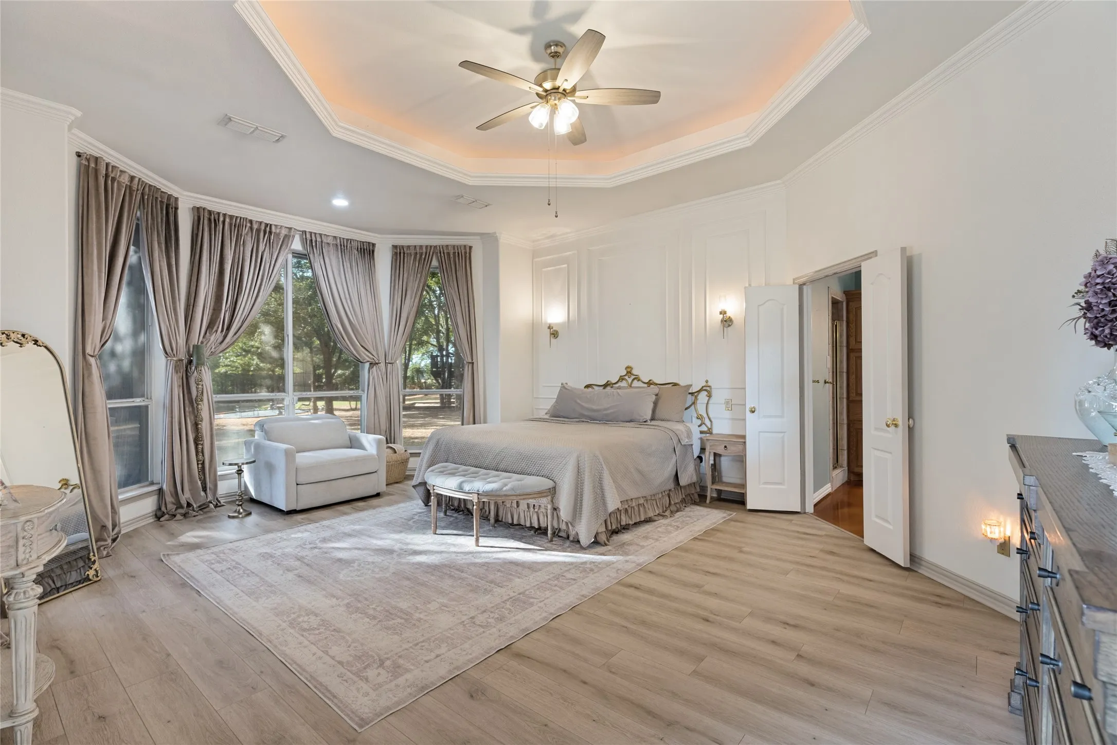 Massive Primary Bedroom with Backyard View