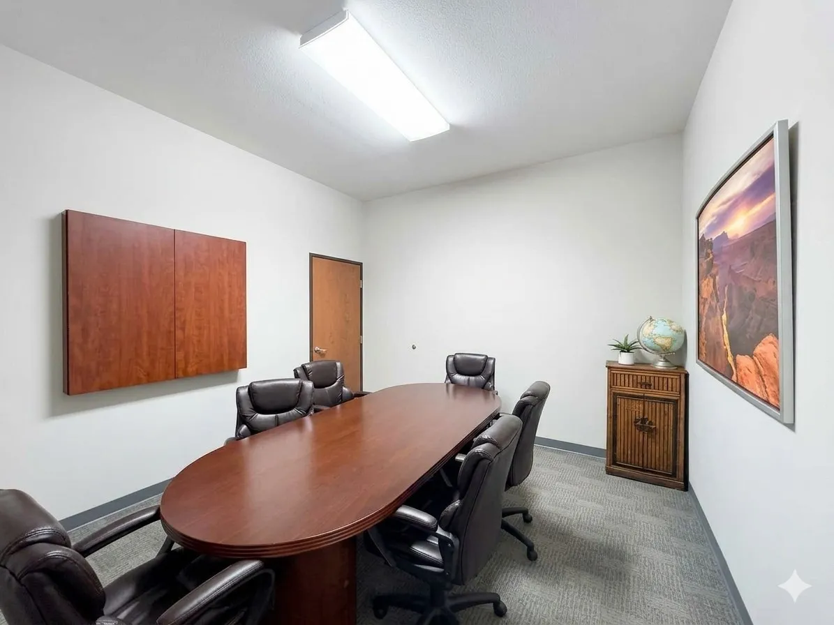 Recessed lighting illuminating a spacious room with light gray walls
