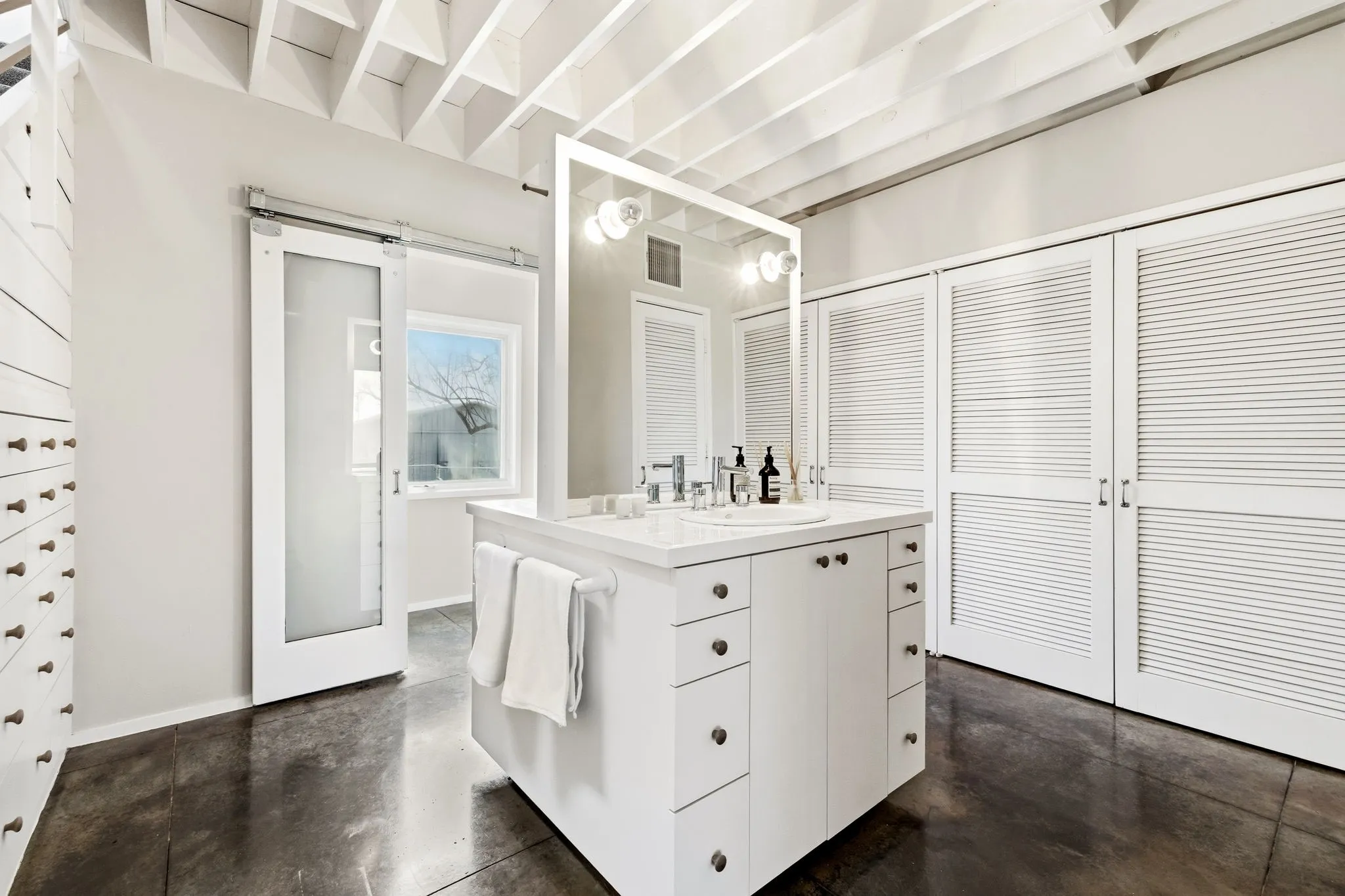 Double vanity and closet space