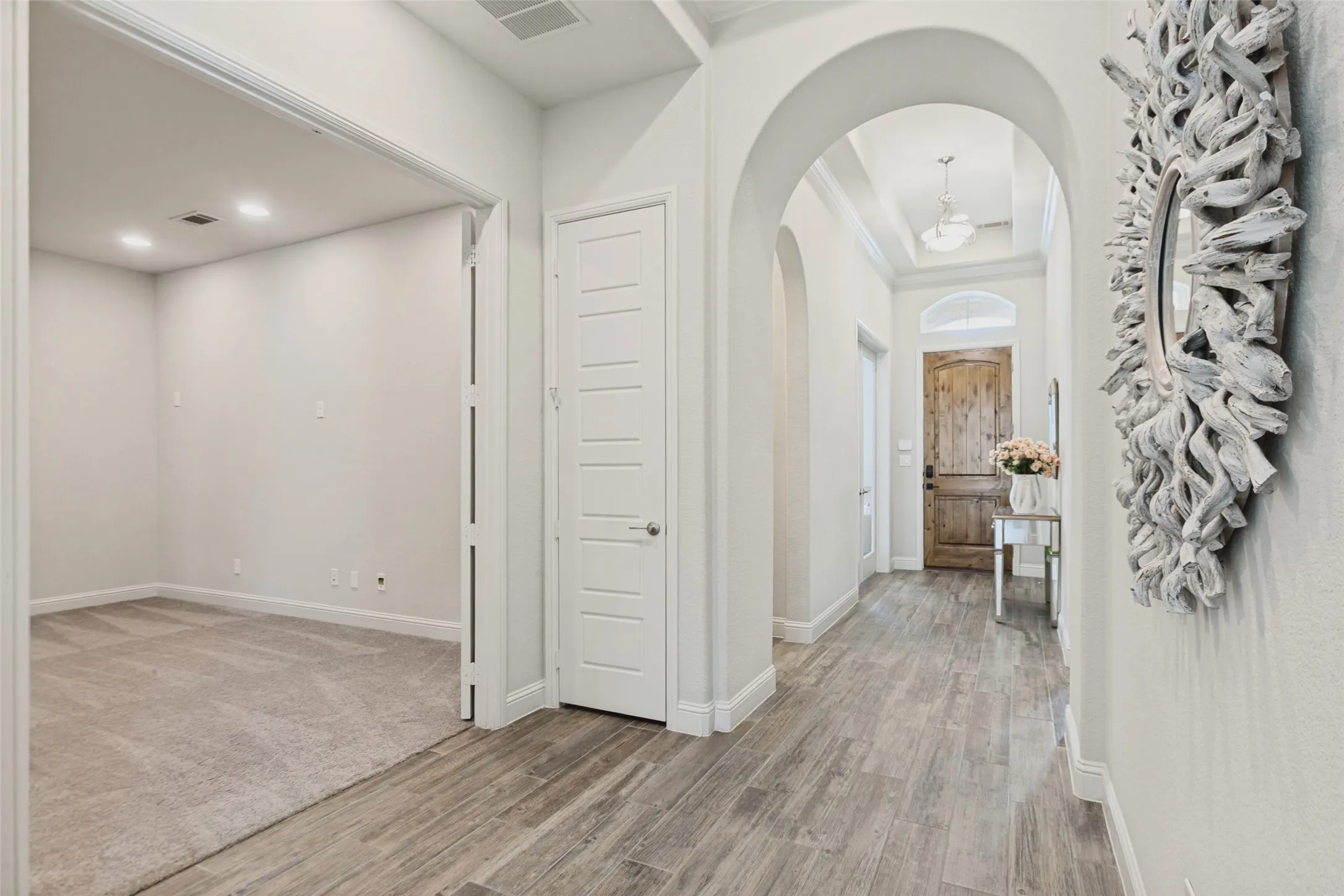 Entry to media-additional living area