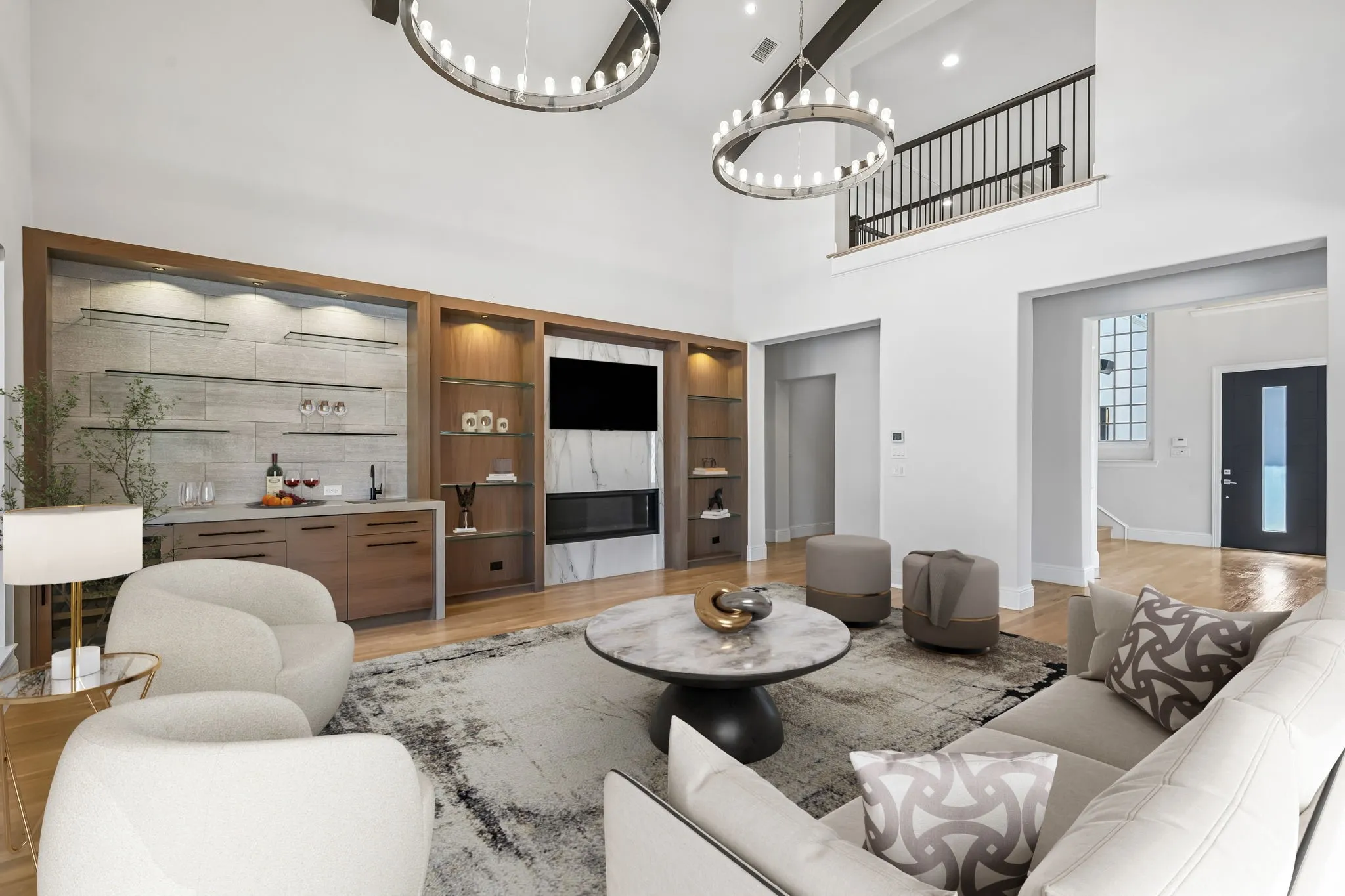 Open concept living room - digitally staged
