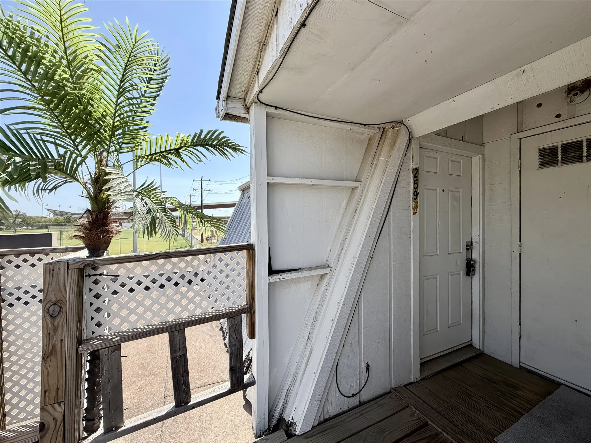 Charming deck area at the front door.