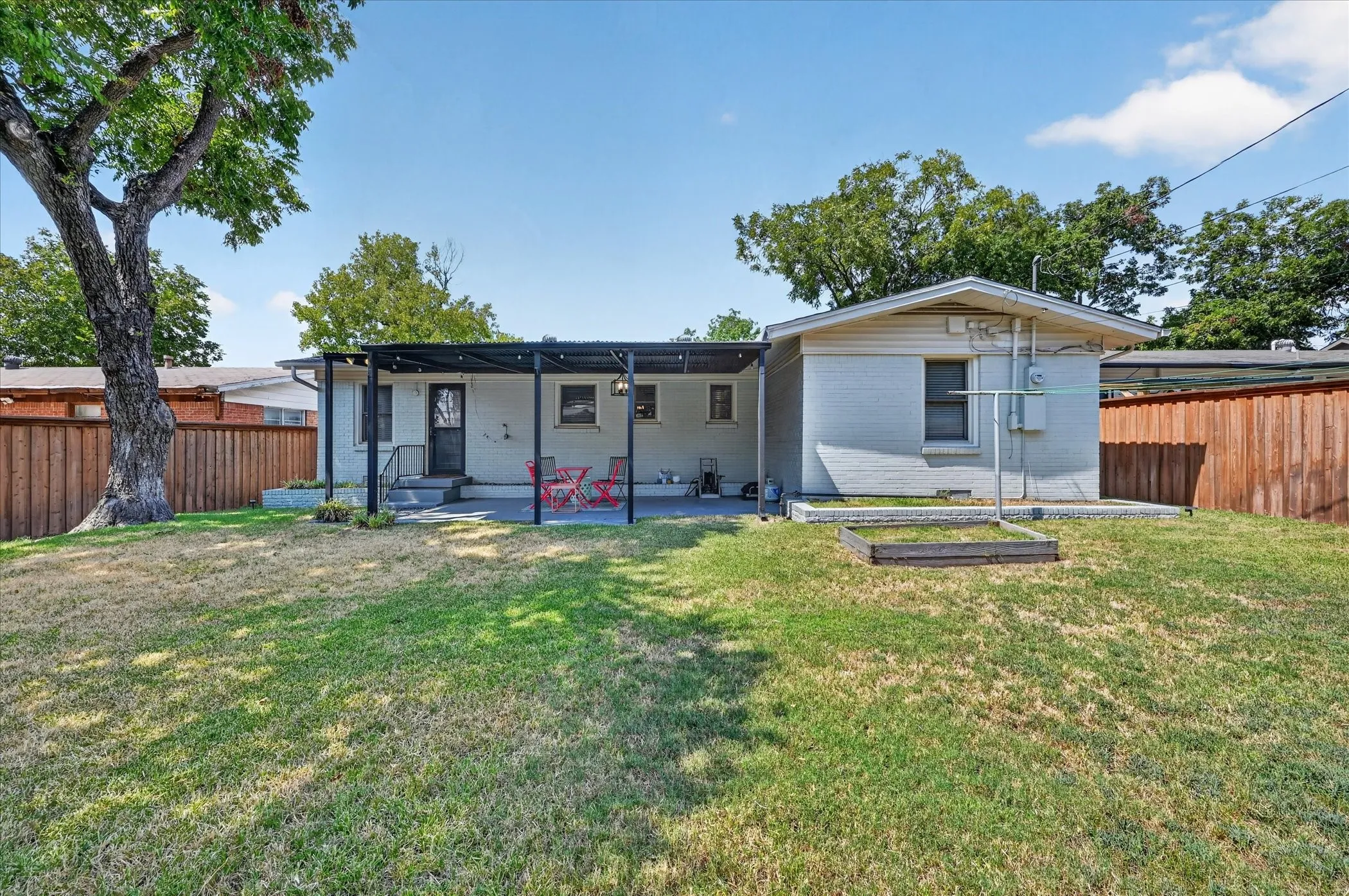 Large backyard and covered patio