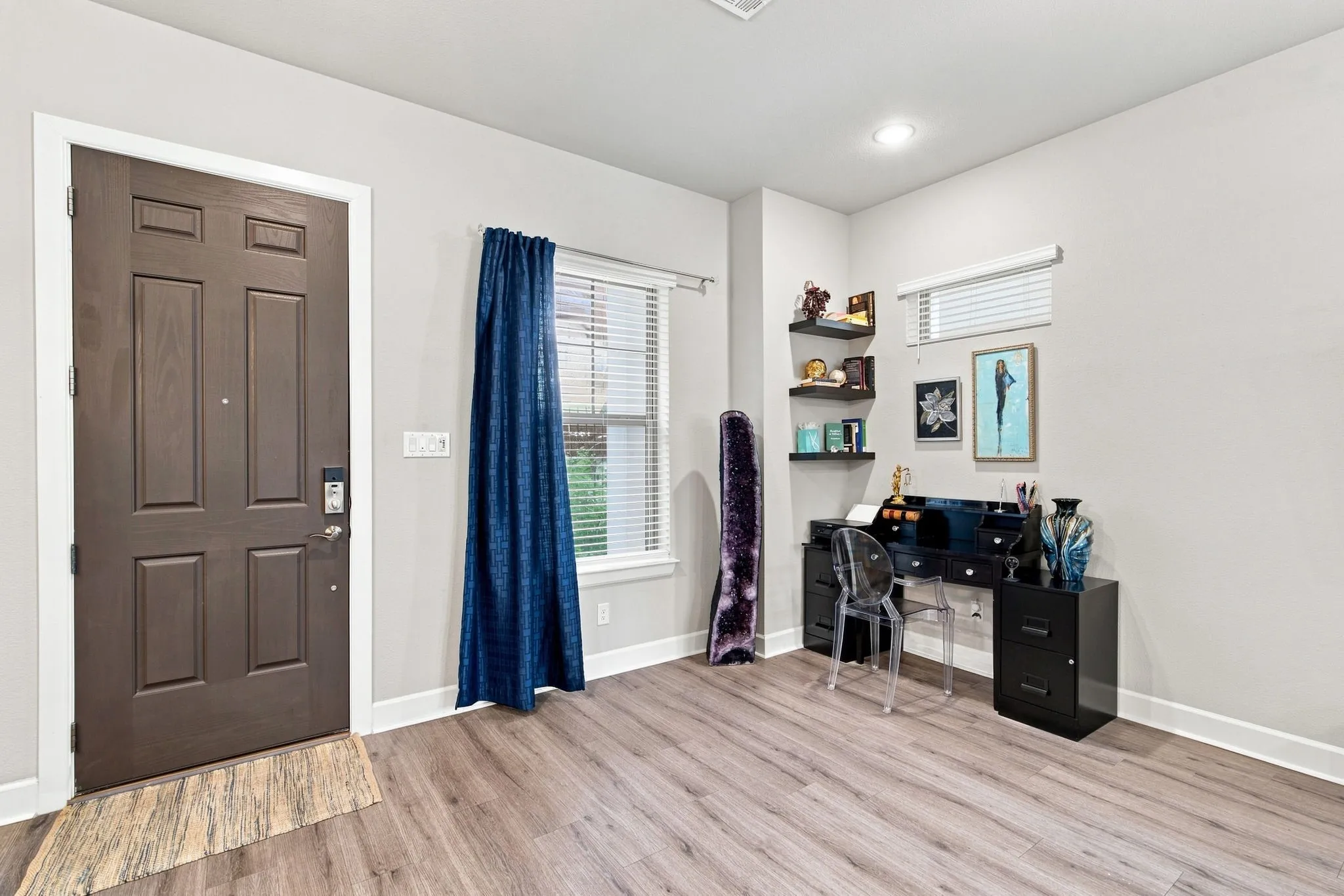 Wood-finish flooring throughout