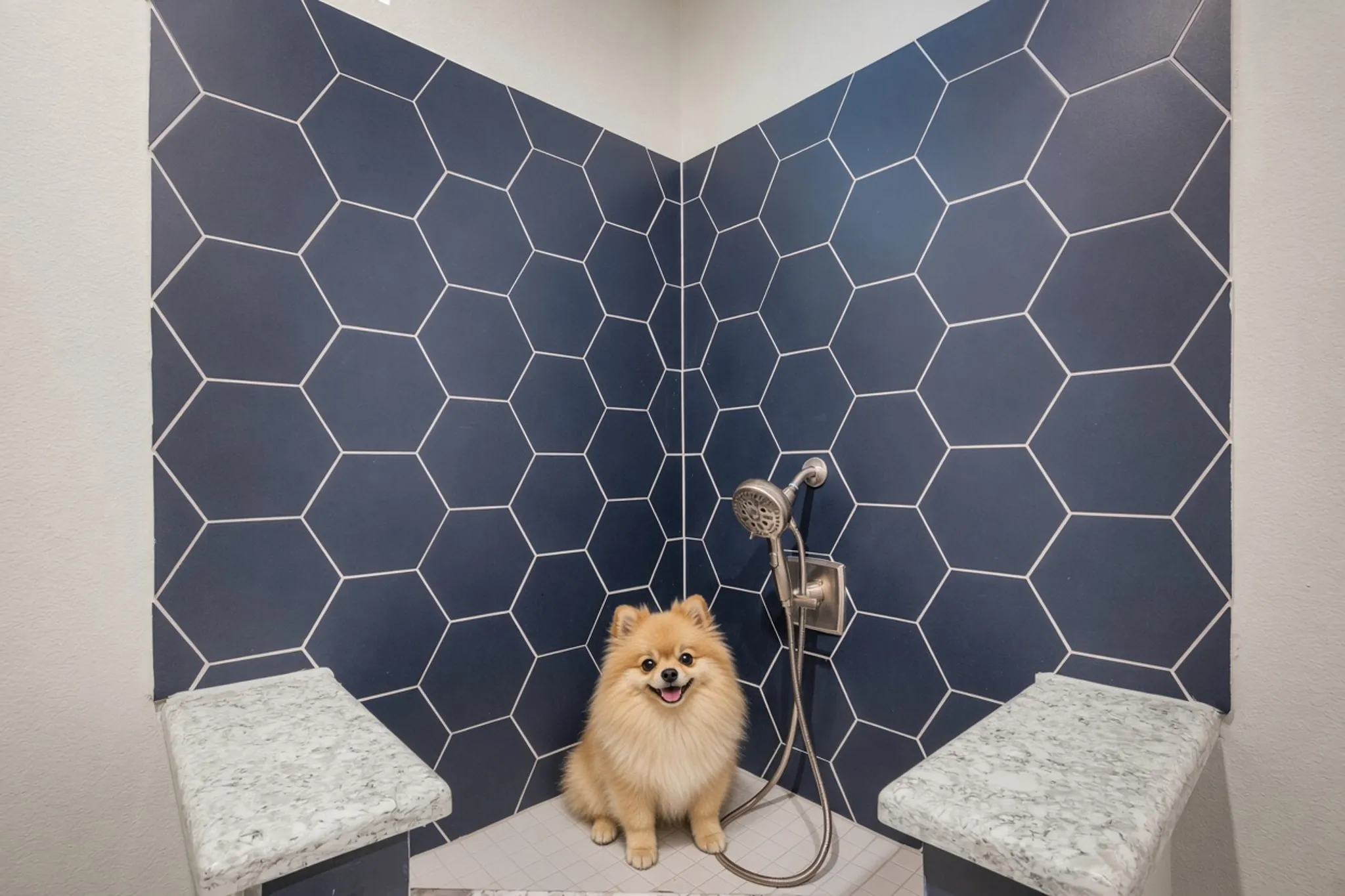 The pet bath located in the laundry room is ready for all your pet bath needs.