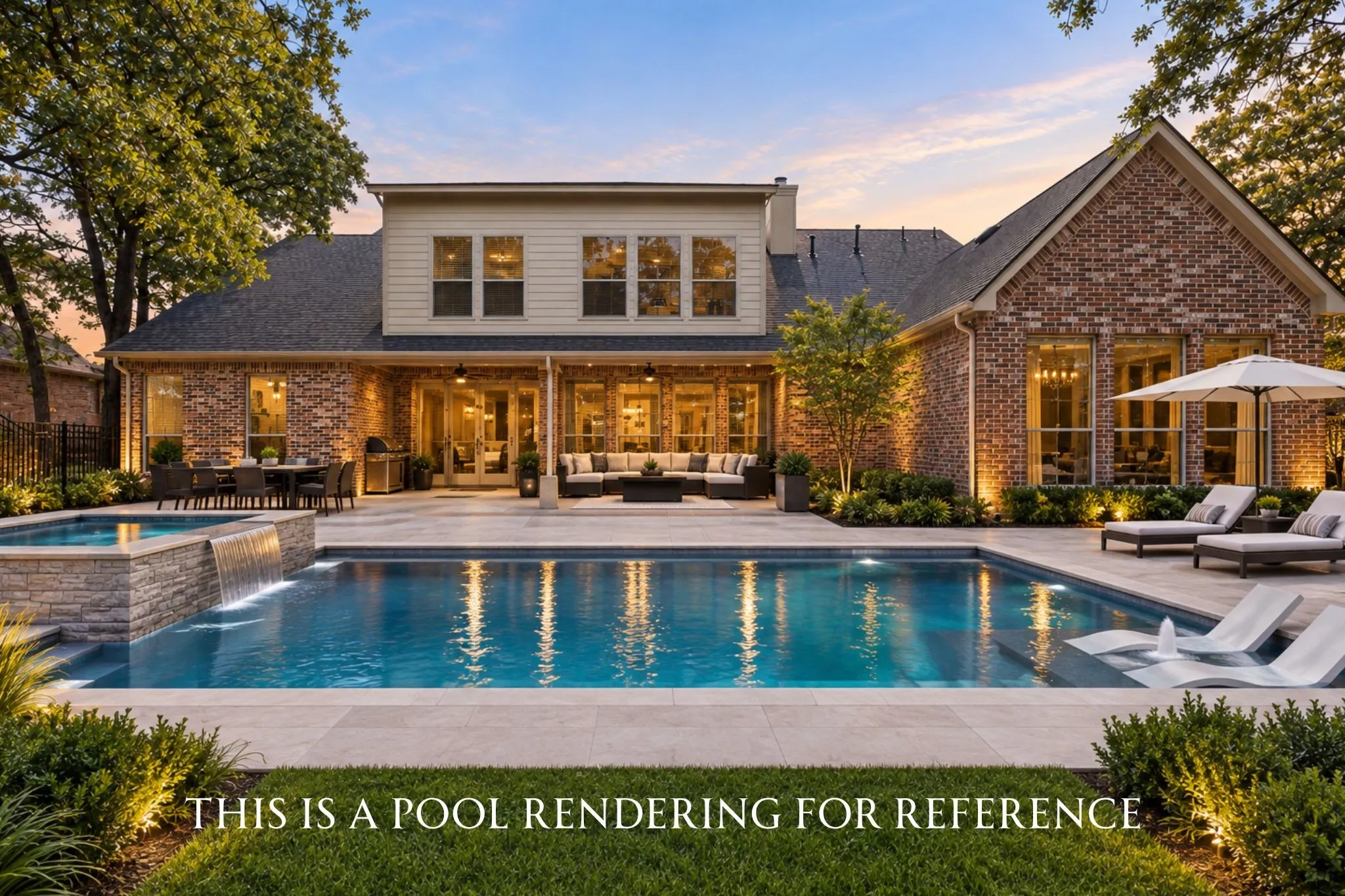Pool Rendering. Backyard can accomodate a pool if so desired.