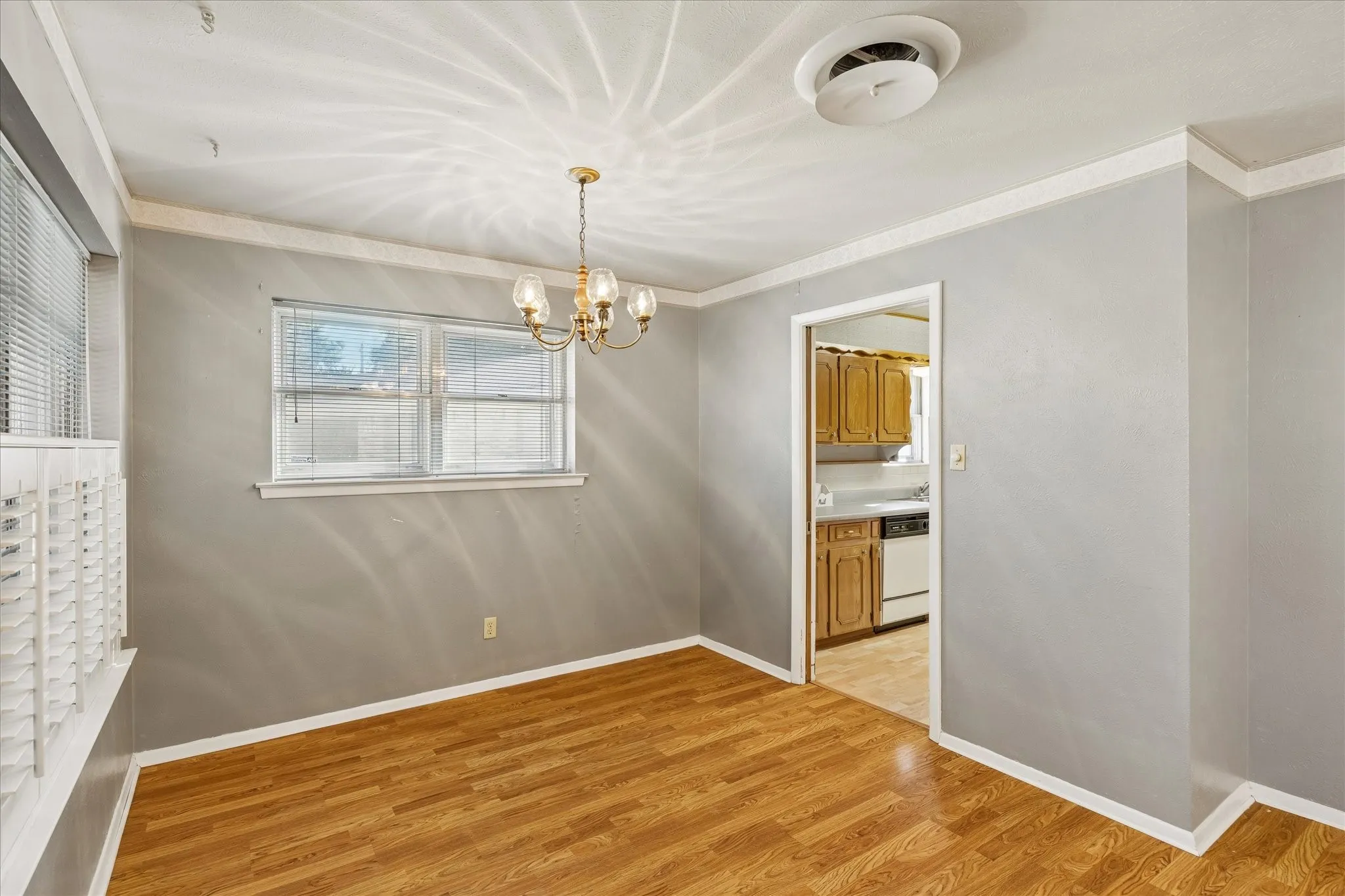 Dining area with pocket door that leads into the kitchen