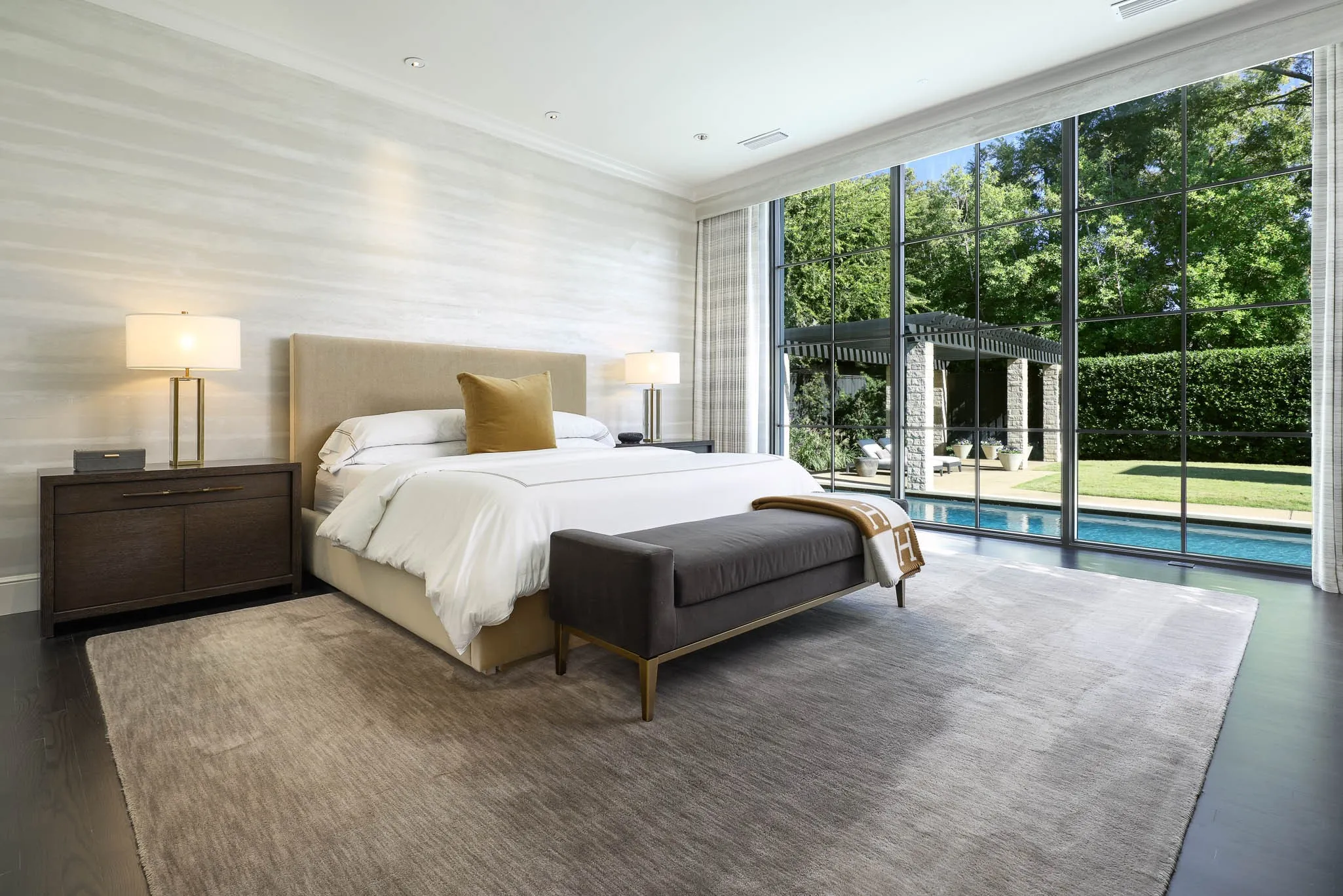 Primary Bedroom overlooking backyard landscape