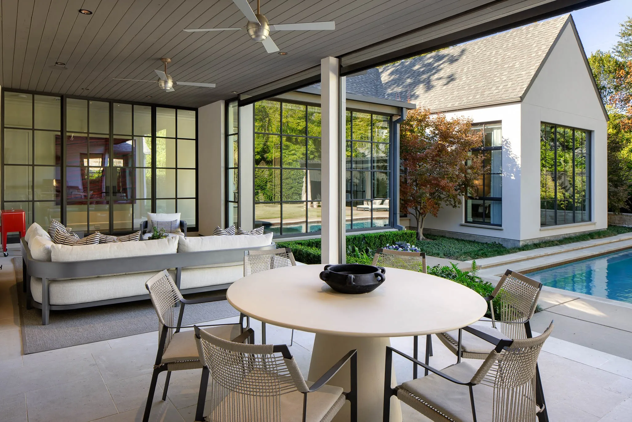 Covered Loggia with remote screens