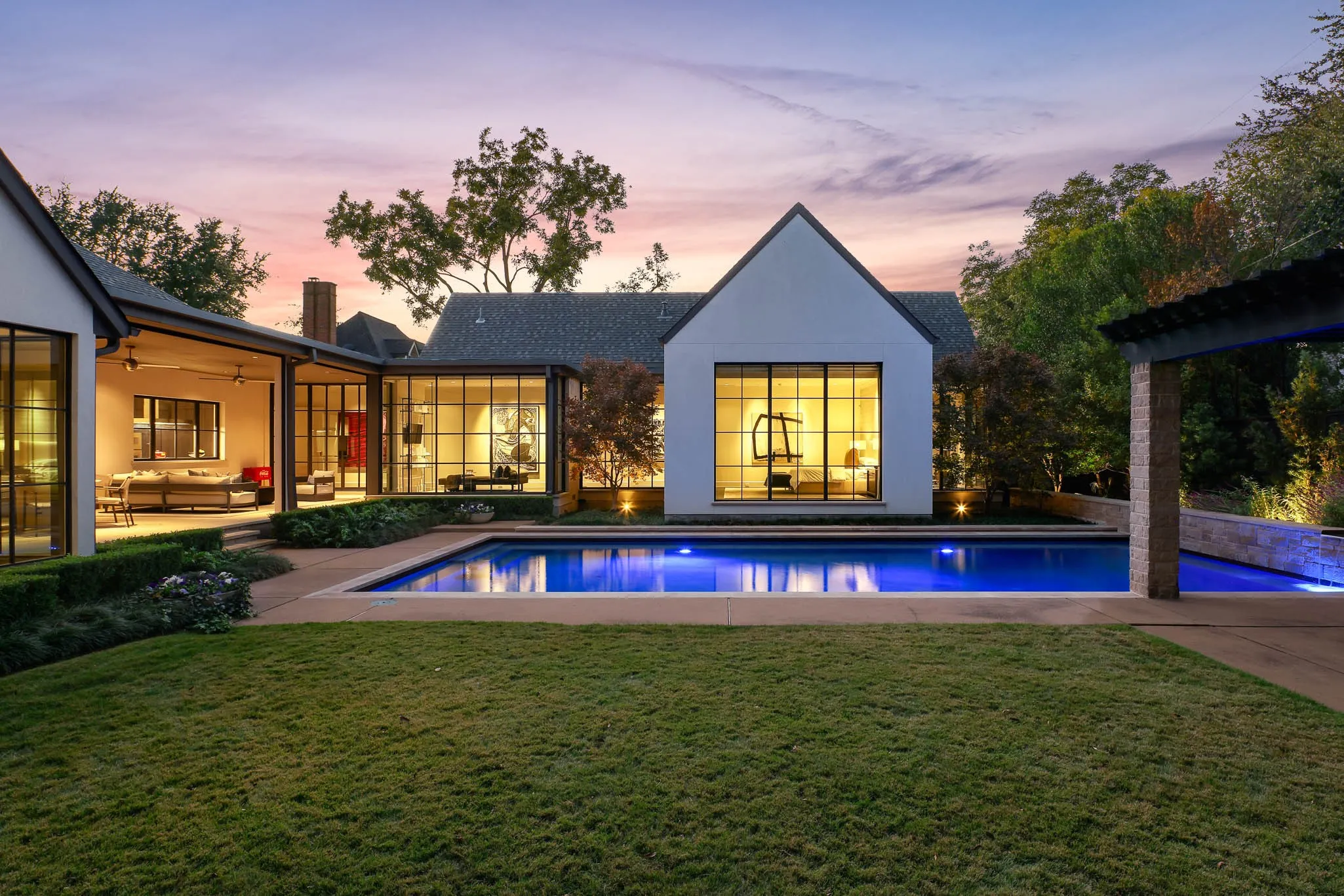 Dusk view of exterior elevation