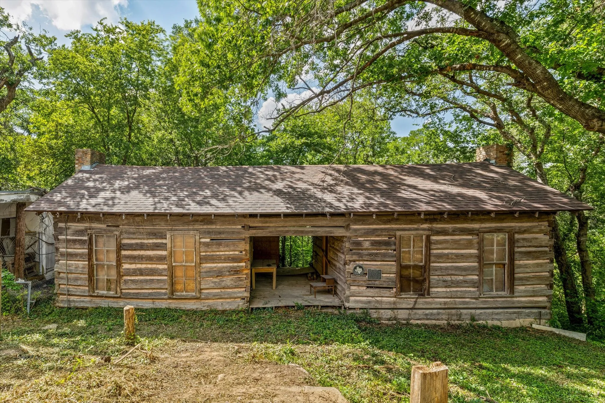 Historic Hoyle Cabin that was originally built in Rusk County in 1858.