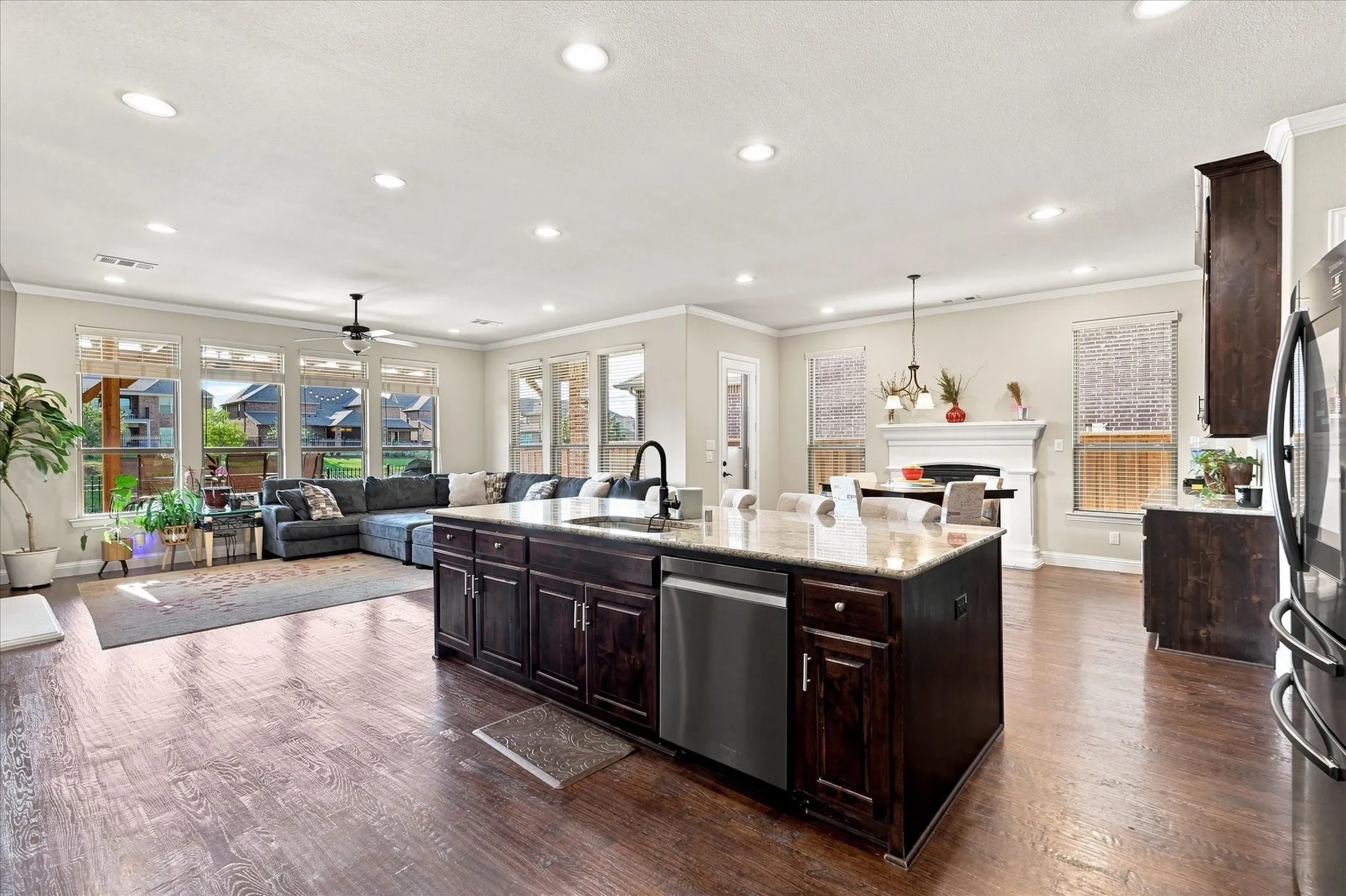 Oversized center island & ceiling-height cabinetry