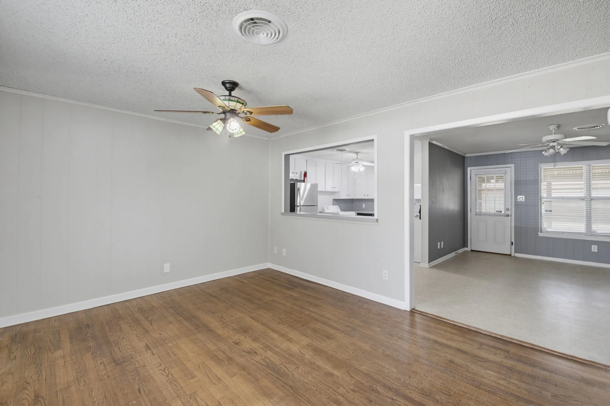 Opening allows view from kitchen to living room