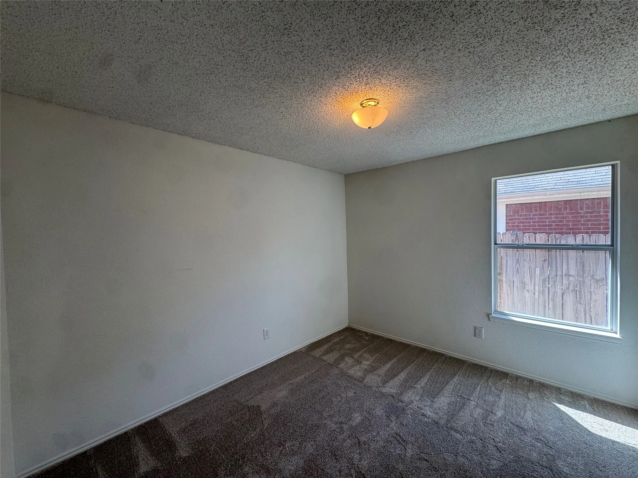 Wall-to-wall carpeting and a single window