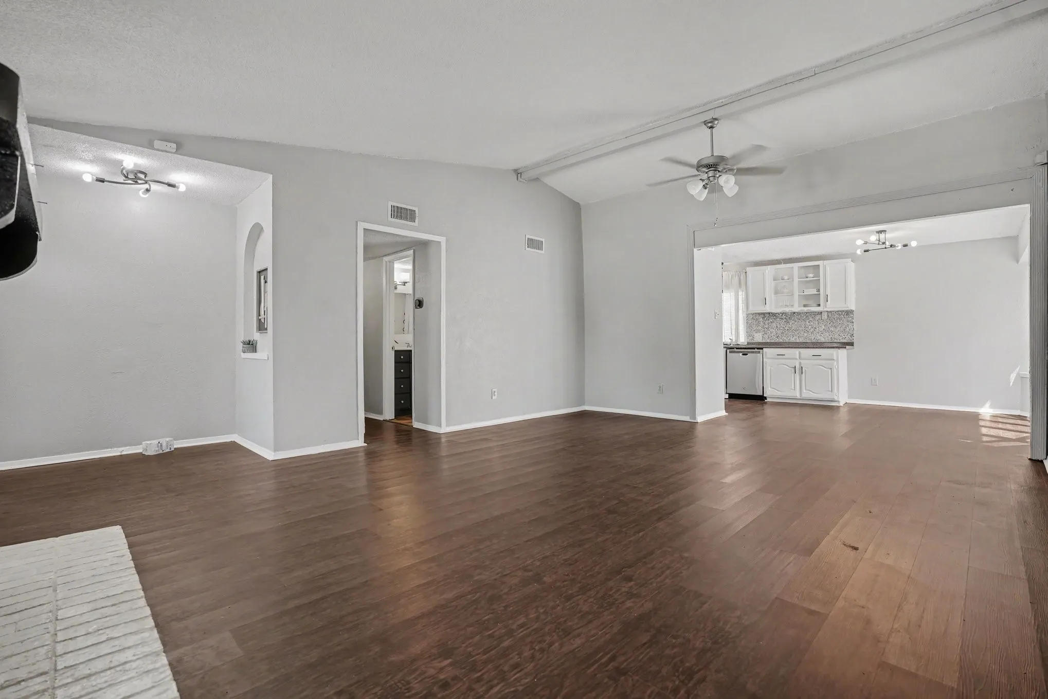 View of living room to breakfast area.