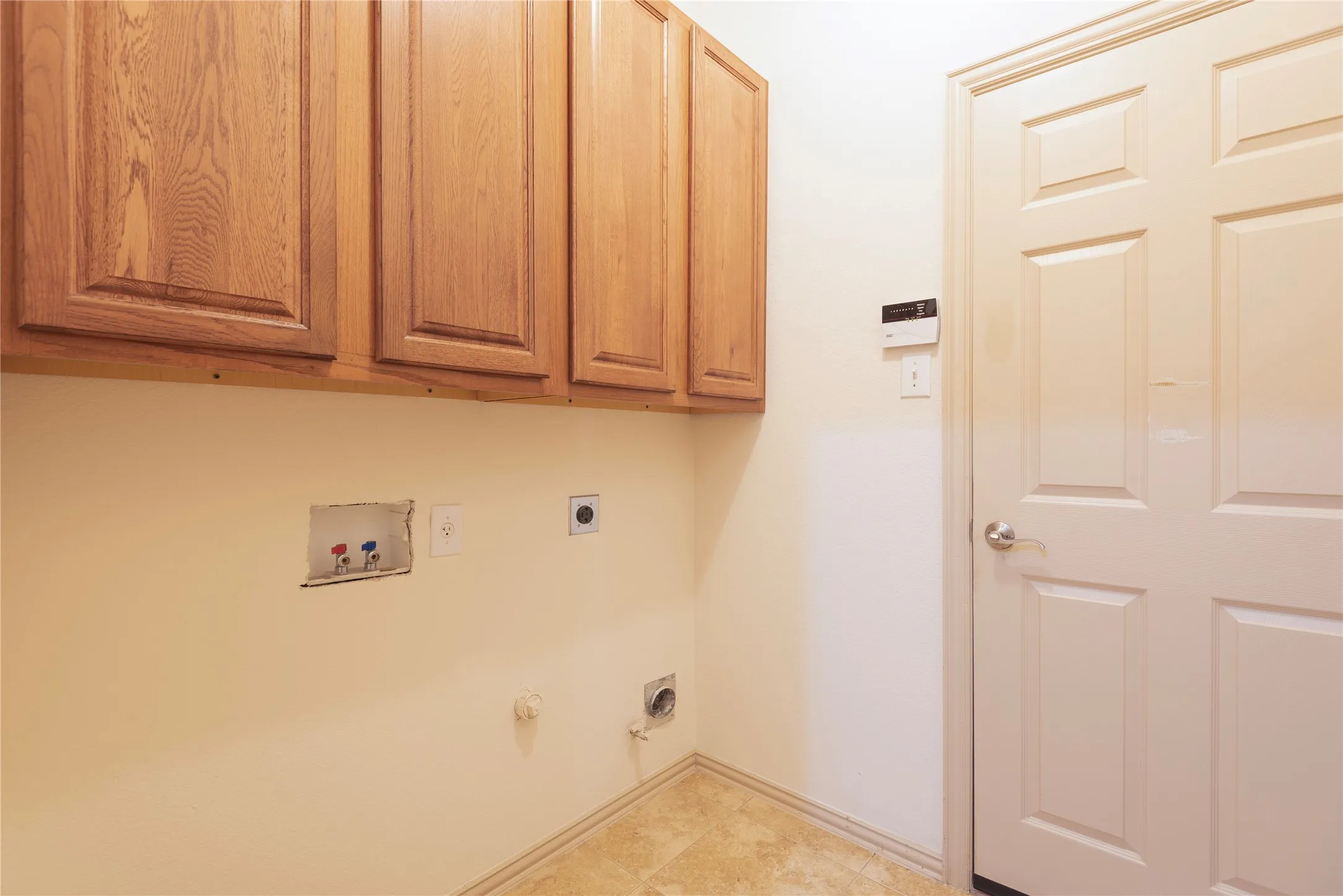 Gas and Electric outlets for clothes dryers.